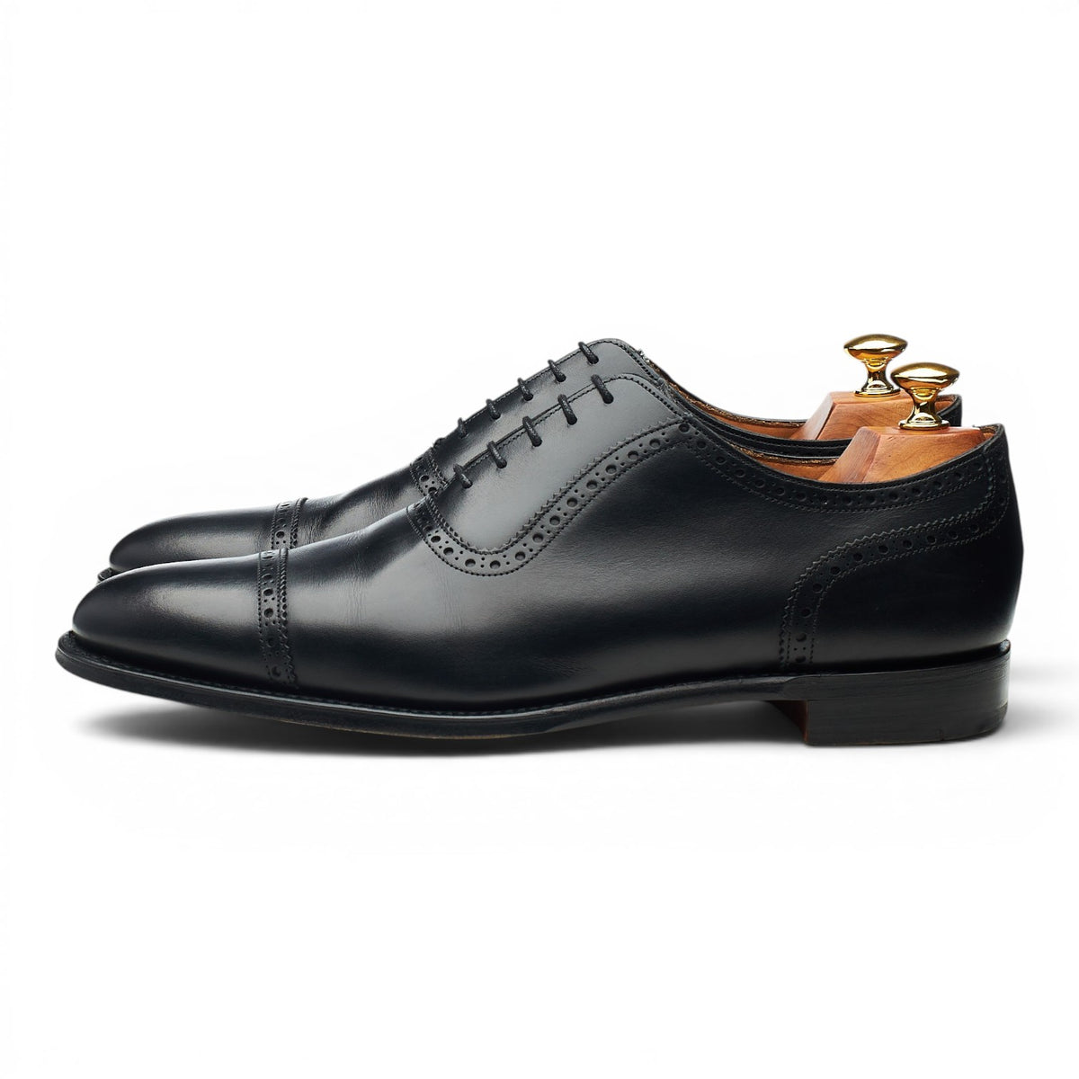 'Fenchurch' Black Leather Oxford Semi Brogues UK 9 F
