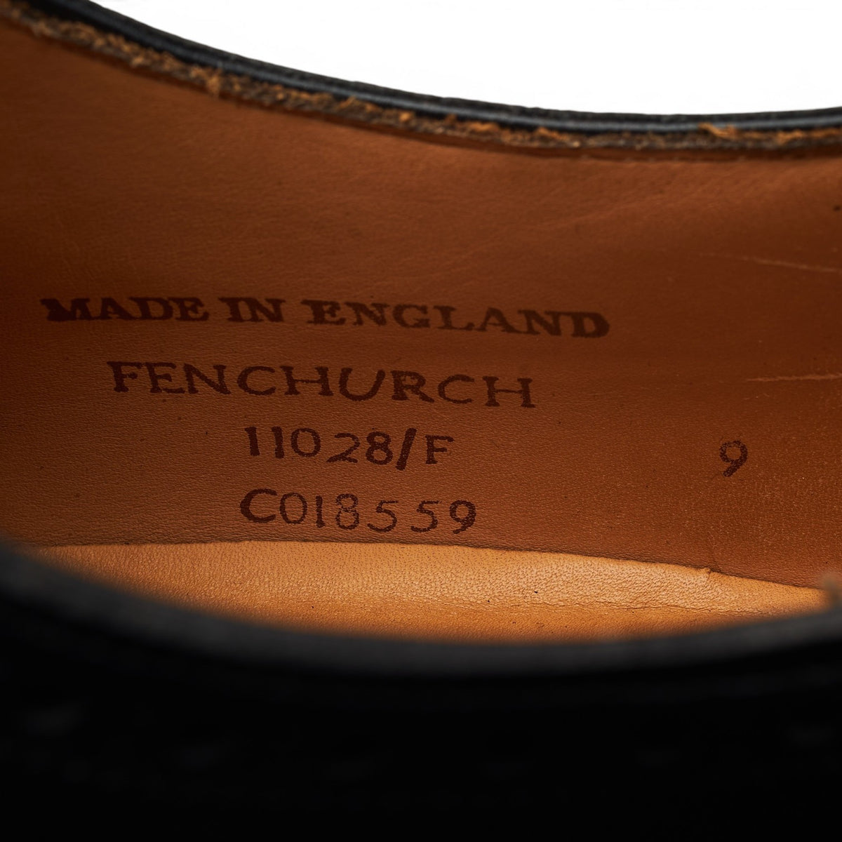'Fenchurch' Black Leather Oxford Semi Brogues UK 9 F