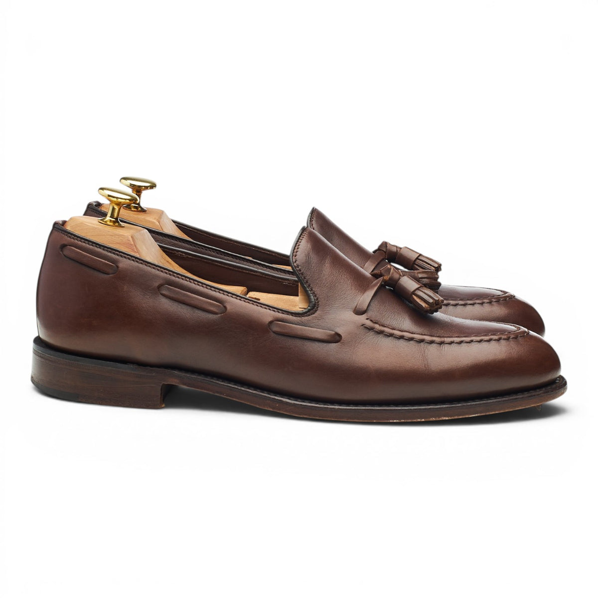 1880 'Russell' Dark Brown Leather Tassel Loafers UK 8 F