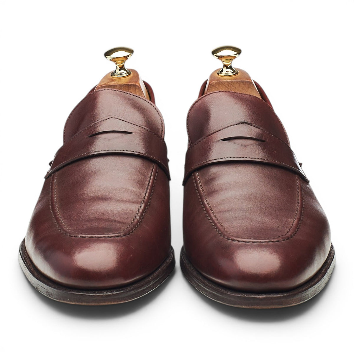 New & Lingwood Burgundy Leather Penny Loafers UK 10.5 E