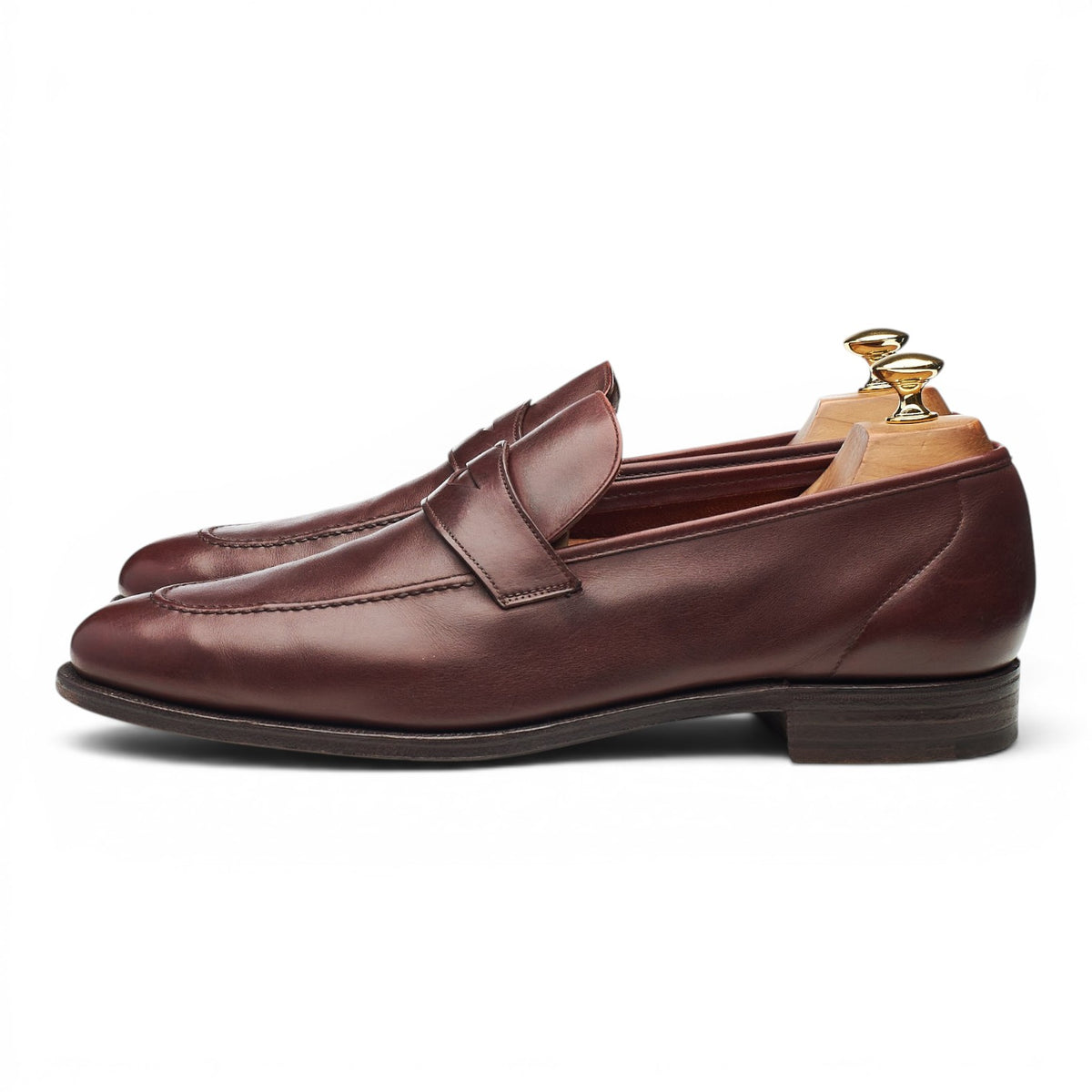 New & Lingwood Burgundy Leather Penny Loafers UK 10.5 E