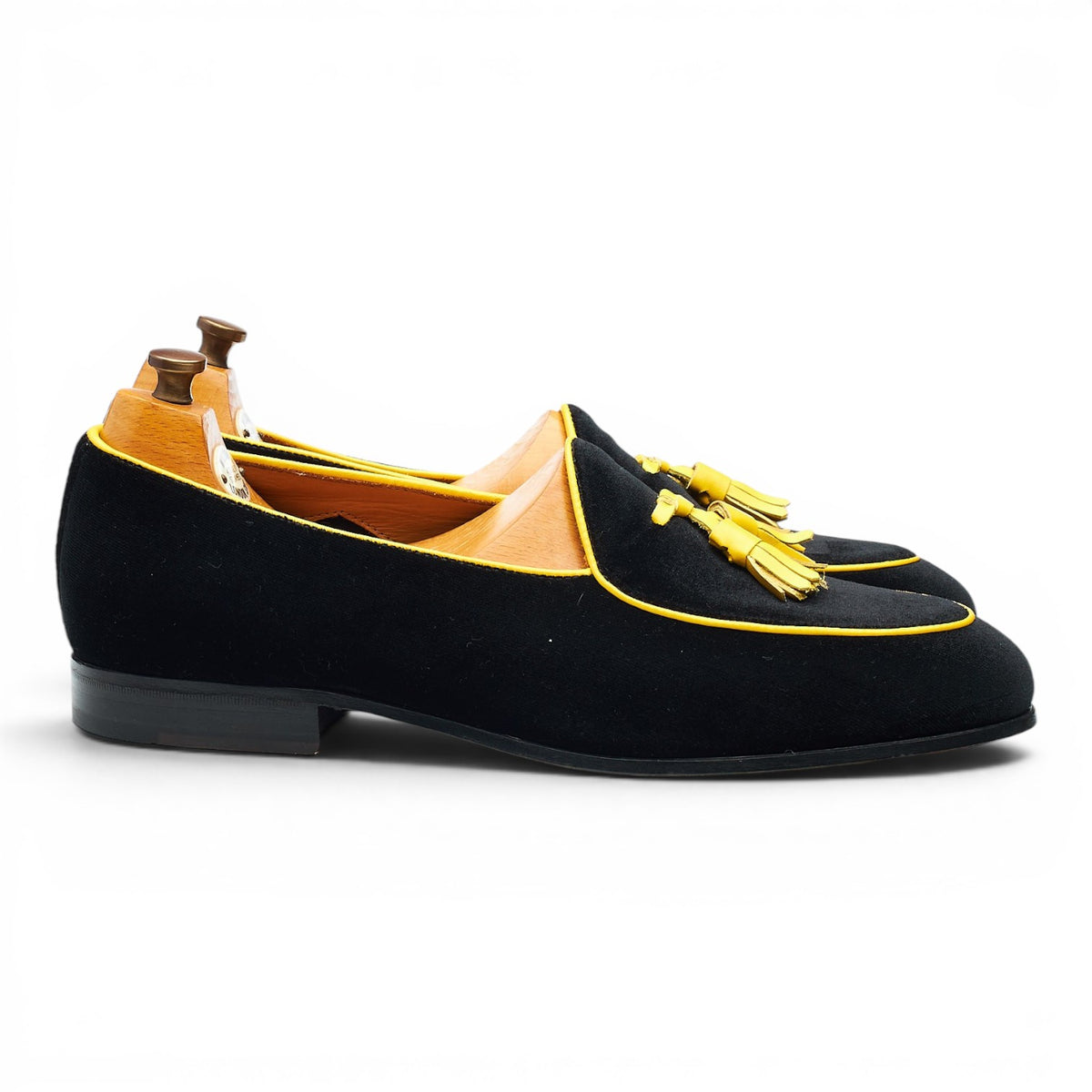'Model 88' Black Velvet Belgian Loafers UK 8 F
