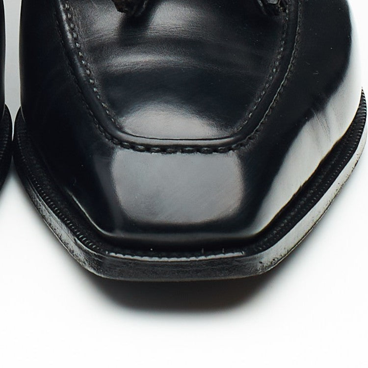 'De Rede' Black Leather Bow Tassel Loafers UK 8 E