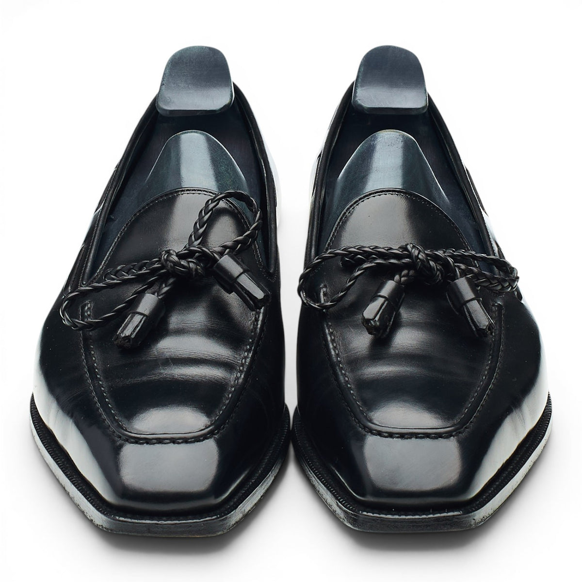 'De Rede' Black Leather Bow Tassel Loafers UK 8 E