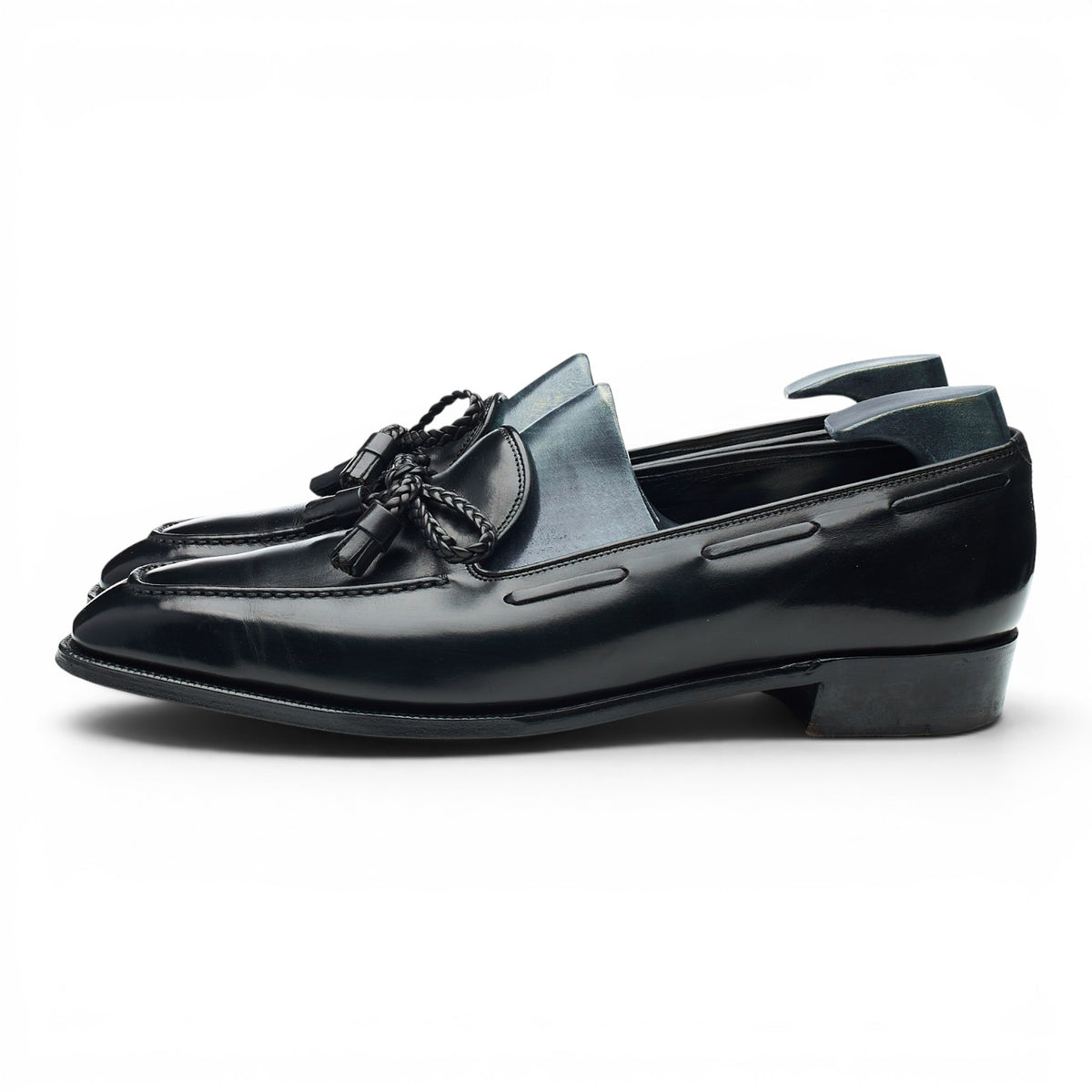 'De Rede' Black Leather Bow Tassel Loafers UK 8 E