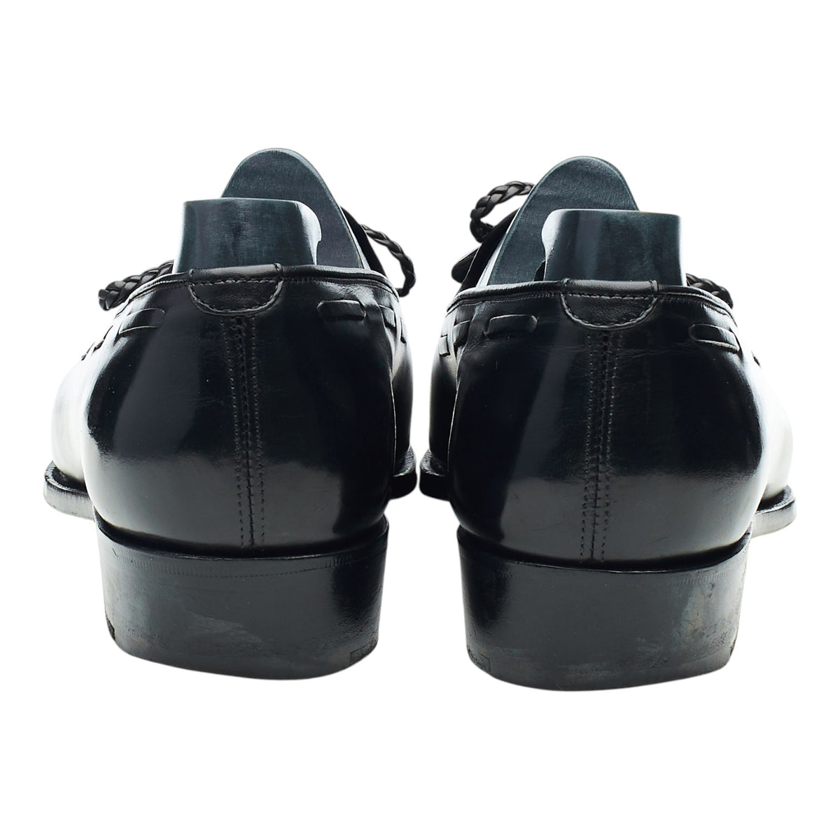 'De Rede' Black Leather Bow Tassel Loafers UK 8 E