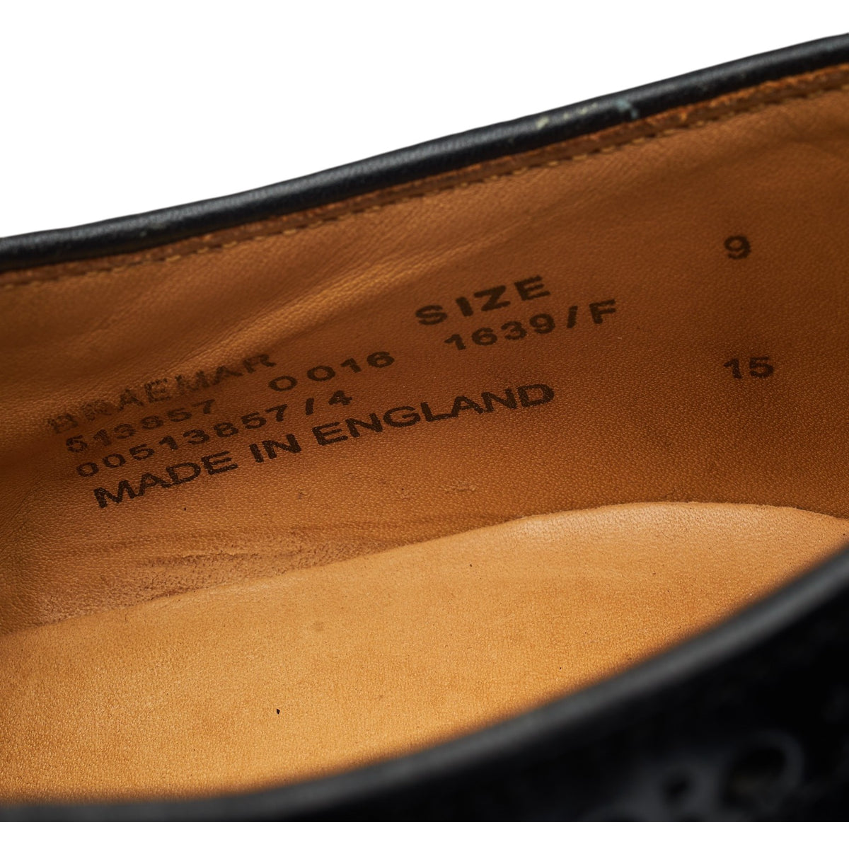 'Braemar' Black Leather Derby Brogues UK 9 F