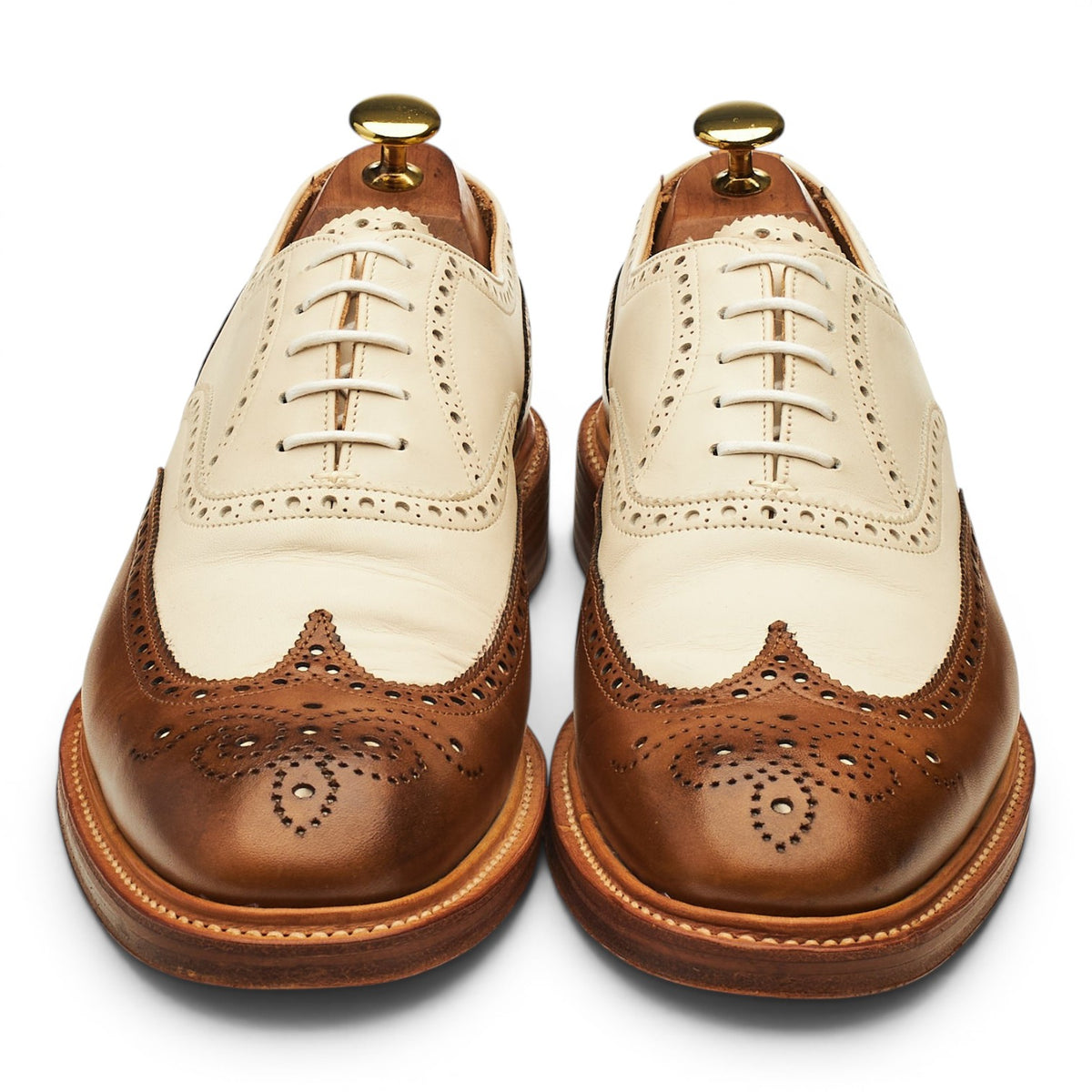 'Archie' Brown & Cream Leather Oxford Spectator Brogues UK 8 F