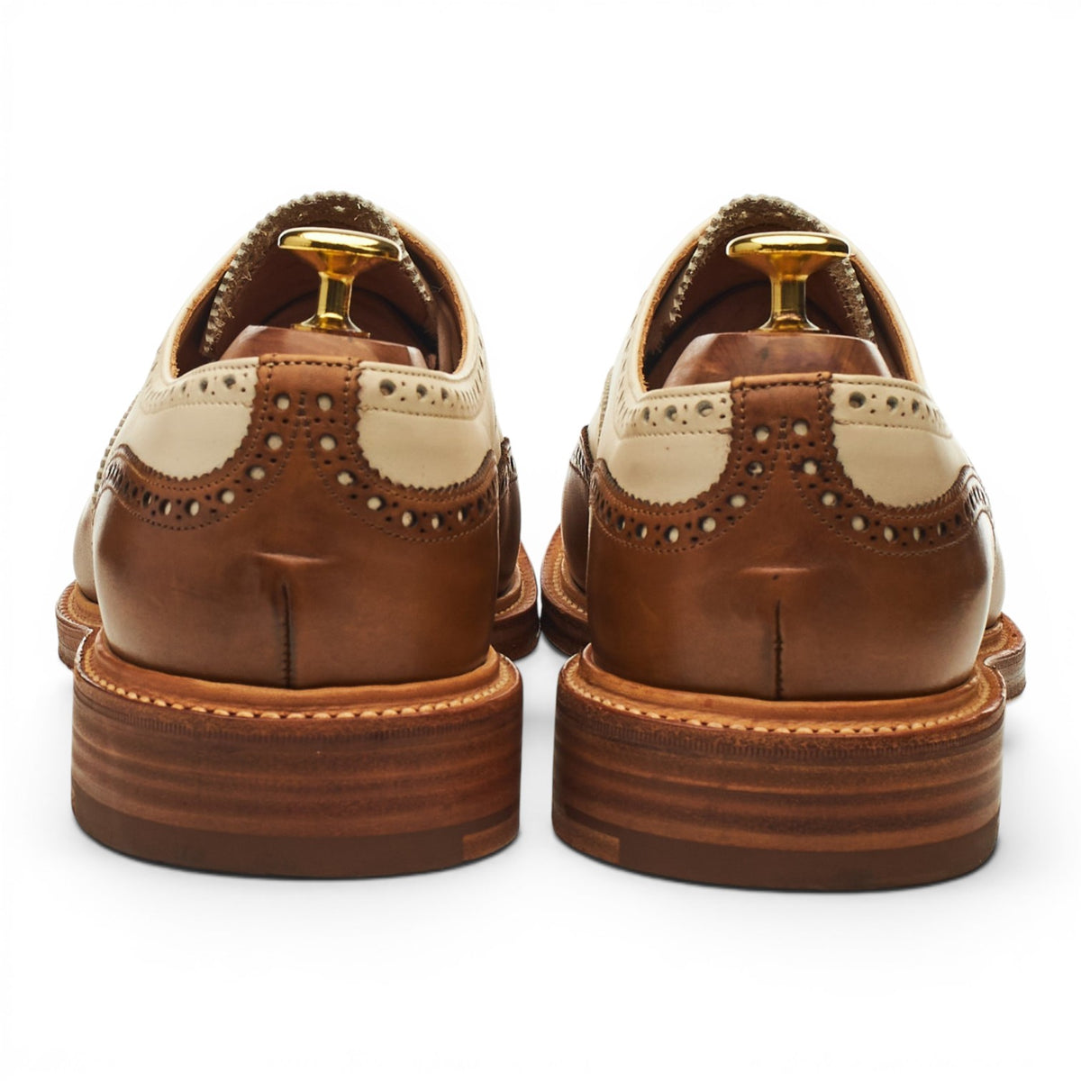 'Archie' Brown & Cream Leather Oxford Spectator Brogues UK 8 F