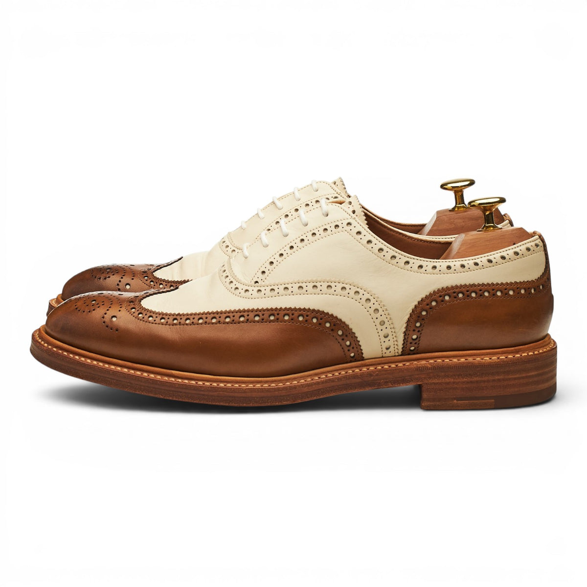 'Archie' Brown & Cream Leather Oxford Spectator Brogues UK 8 F