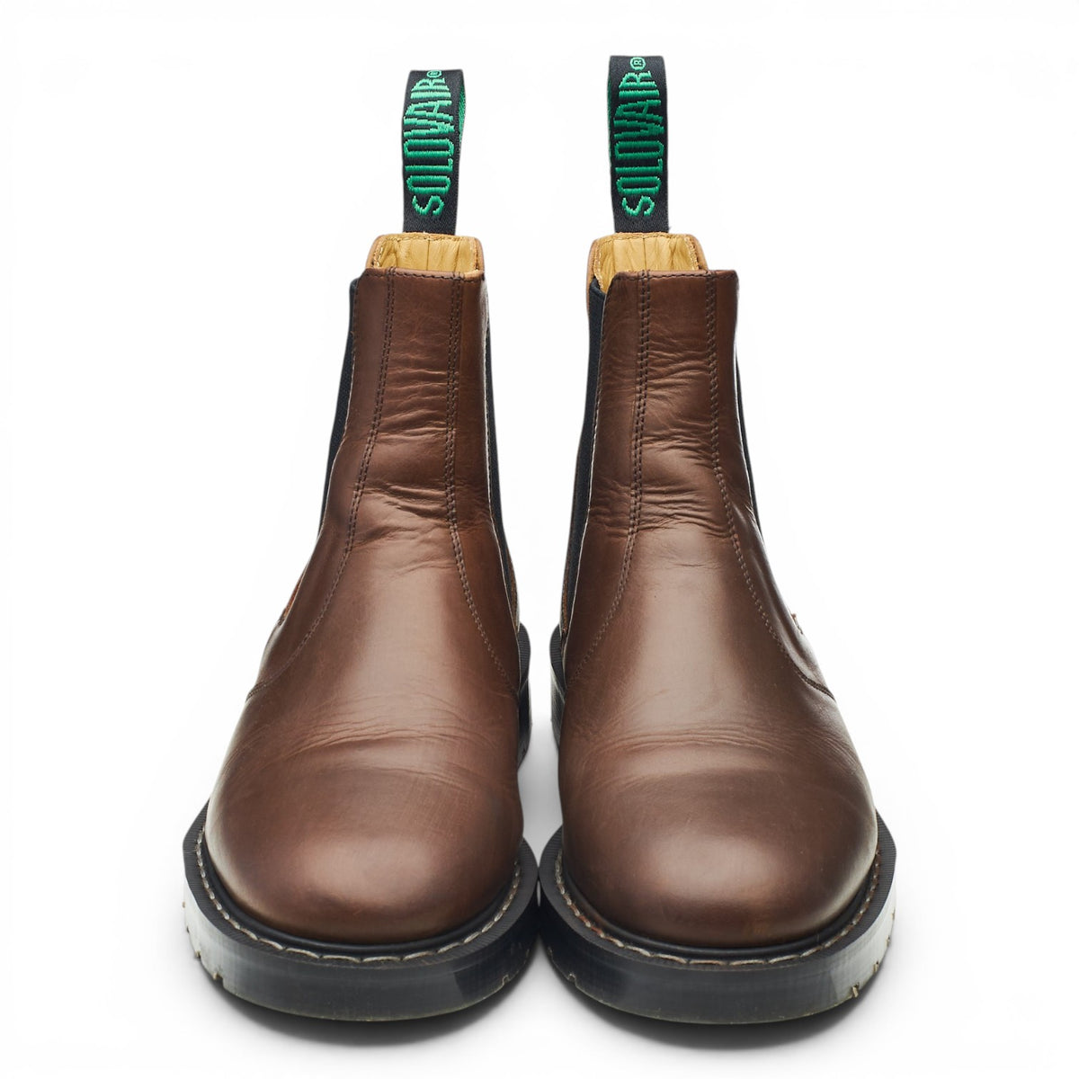 Brown Waxed Leather Chelsea Boots UK 8.5