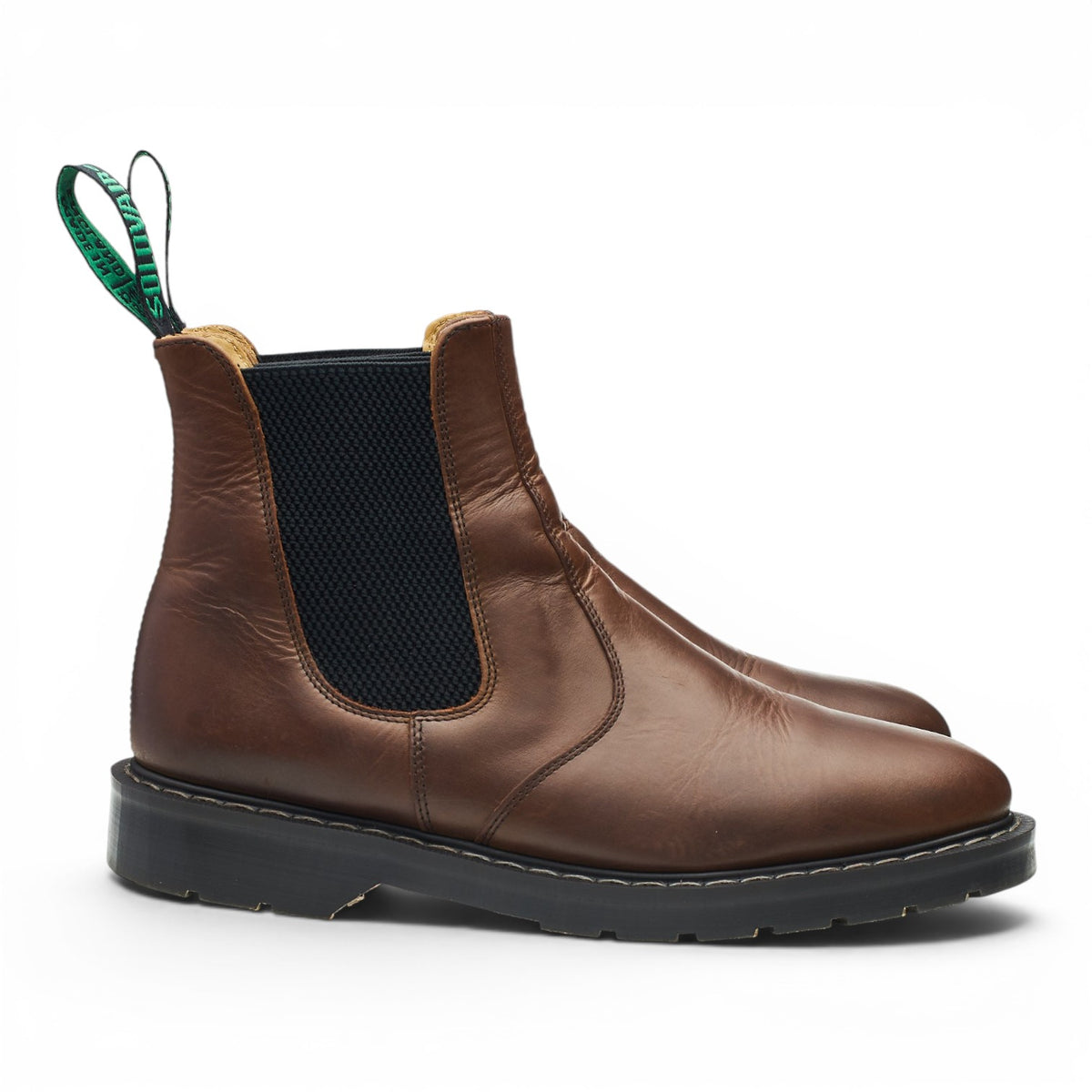 Brown Waxed Leather Chelsea Boots UK 8.5