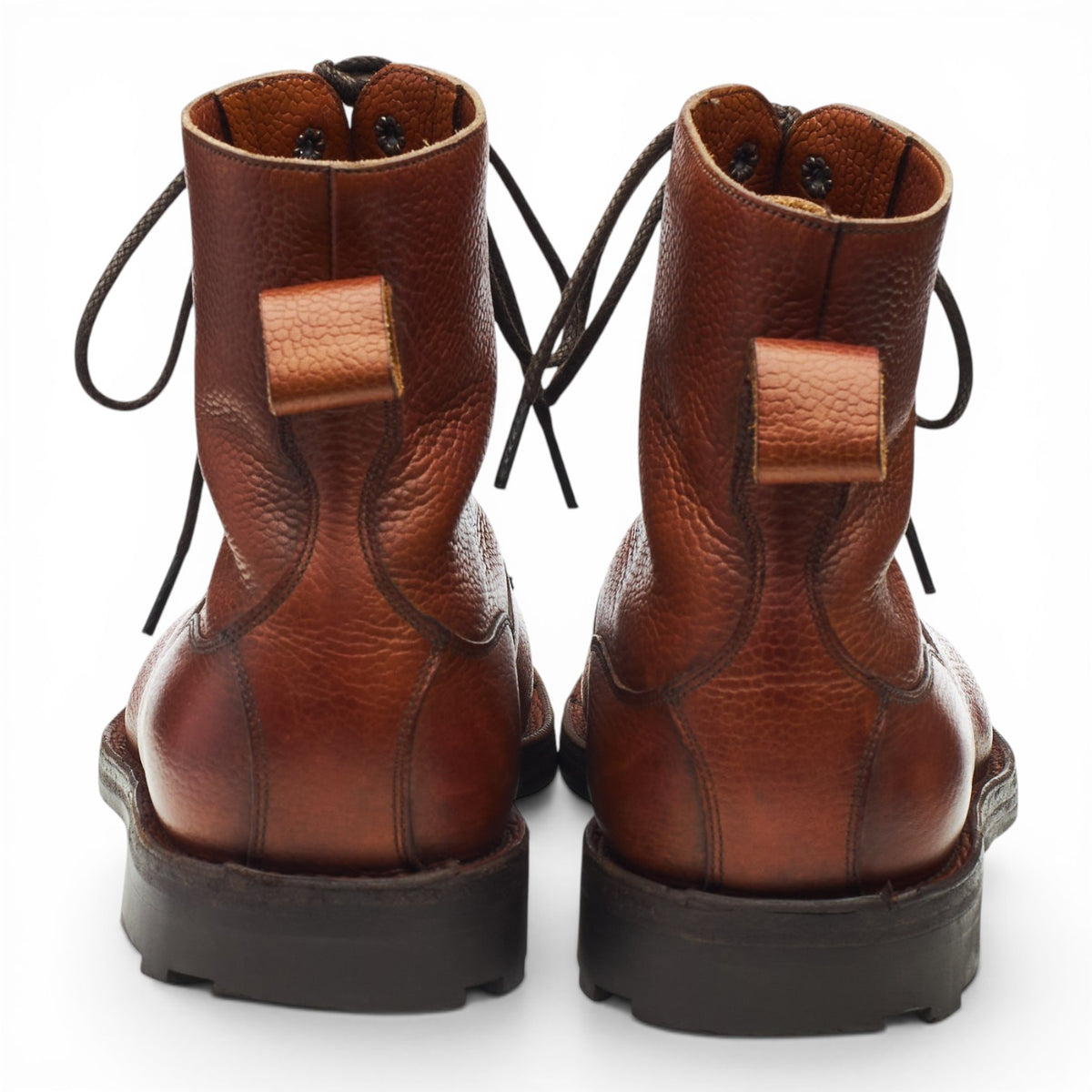 'Galway' Tan Brown Grain Leather Boots UK 8.5 E