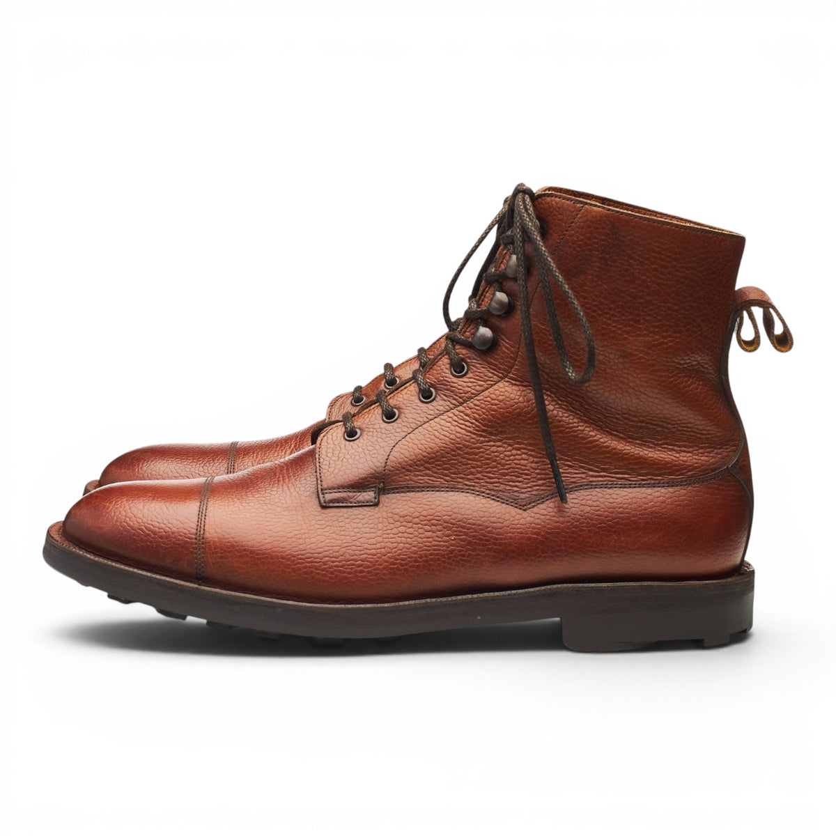 'Galway' Tan Brown Grain Leather Boots UK 8.5 E