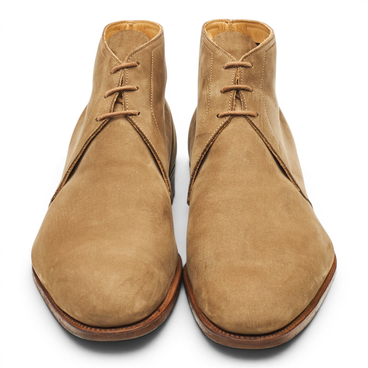 'Shanklin' Beige Nubuck Unlined Chukka Boots UK 10 E