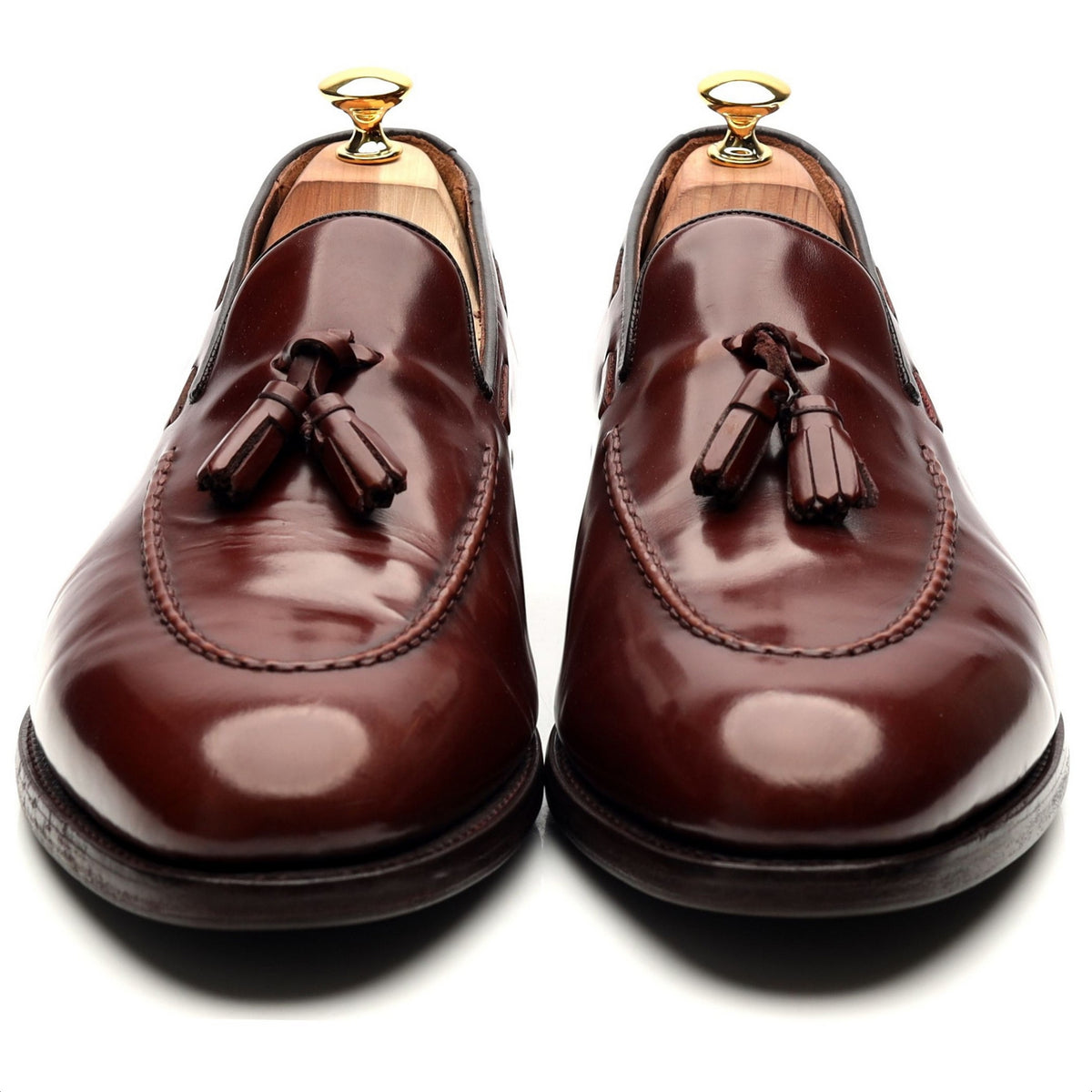 Burgundy Leather Tassel Loafers UK 11.5