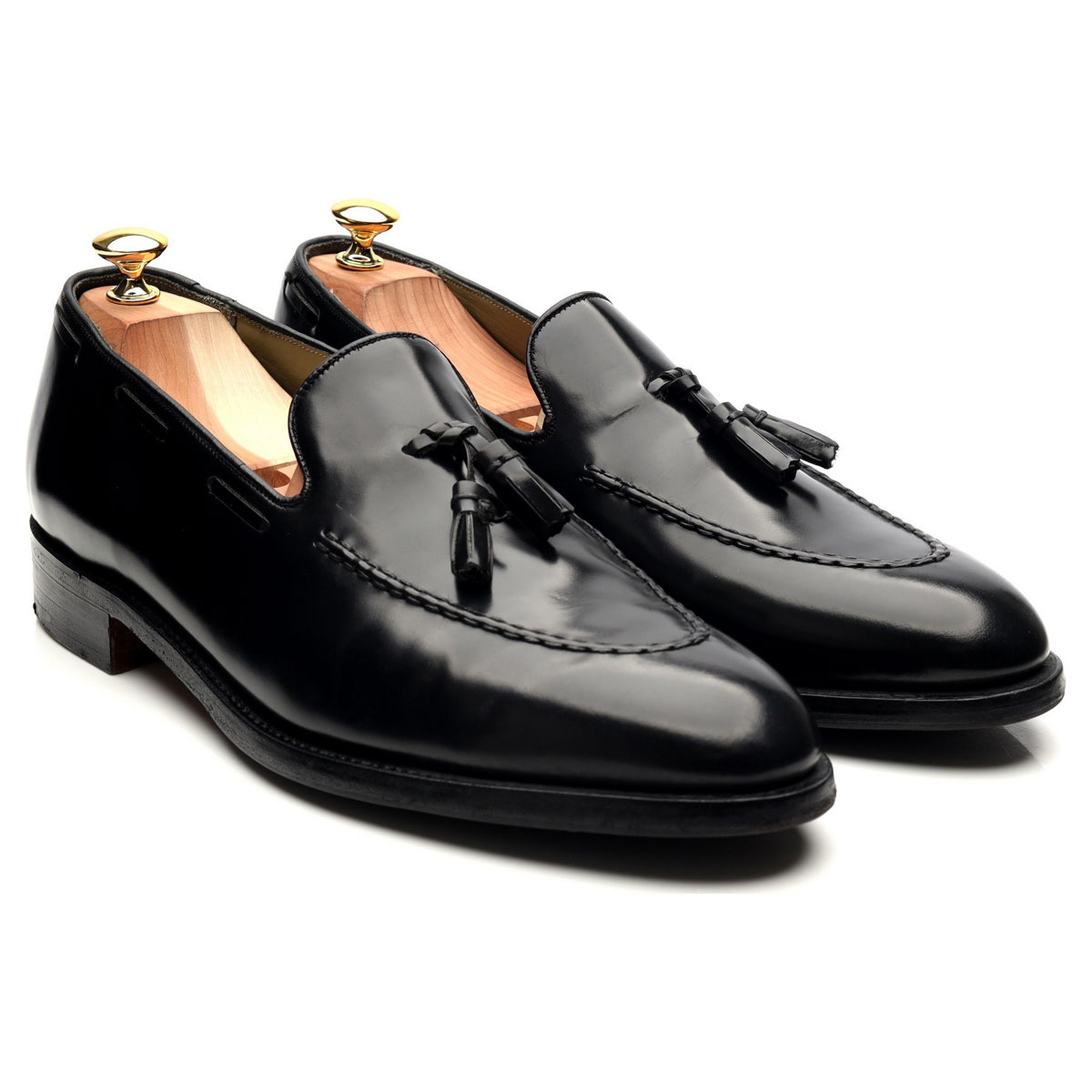 Black Leather Tassel Loafers UK 11.5