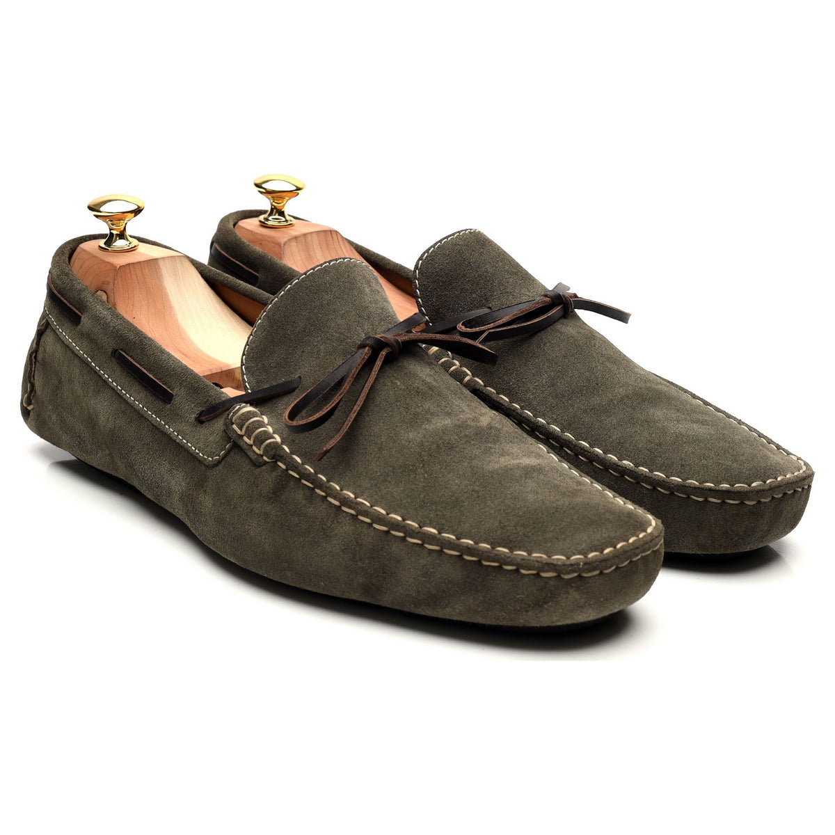 &#39;Napoli&#39; Green Suede Driving Loafers UK 11