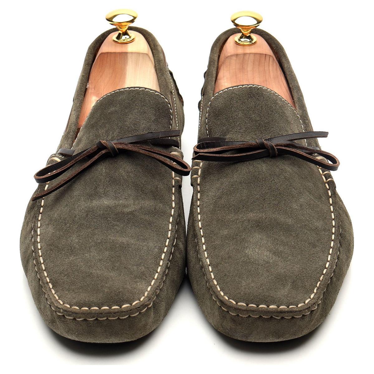 &#39;Napoli&#39; Green Suede Driving Loafers UK 11