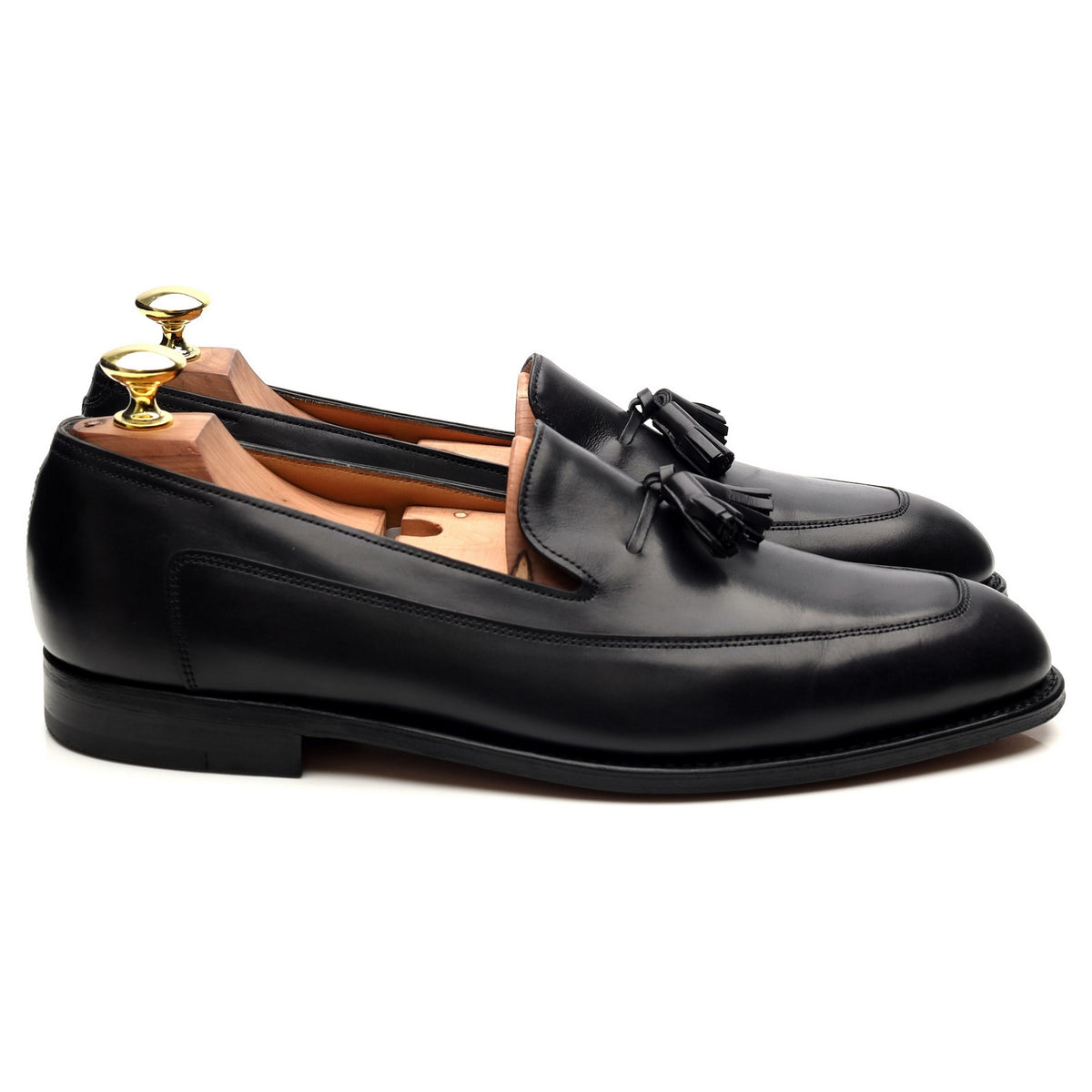 &#39;Buckingham&#39; Black Leather Tassel Loafers UK 7.5 E