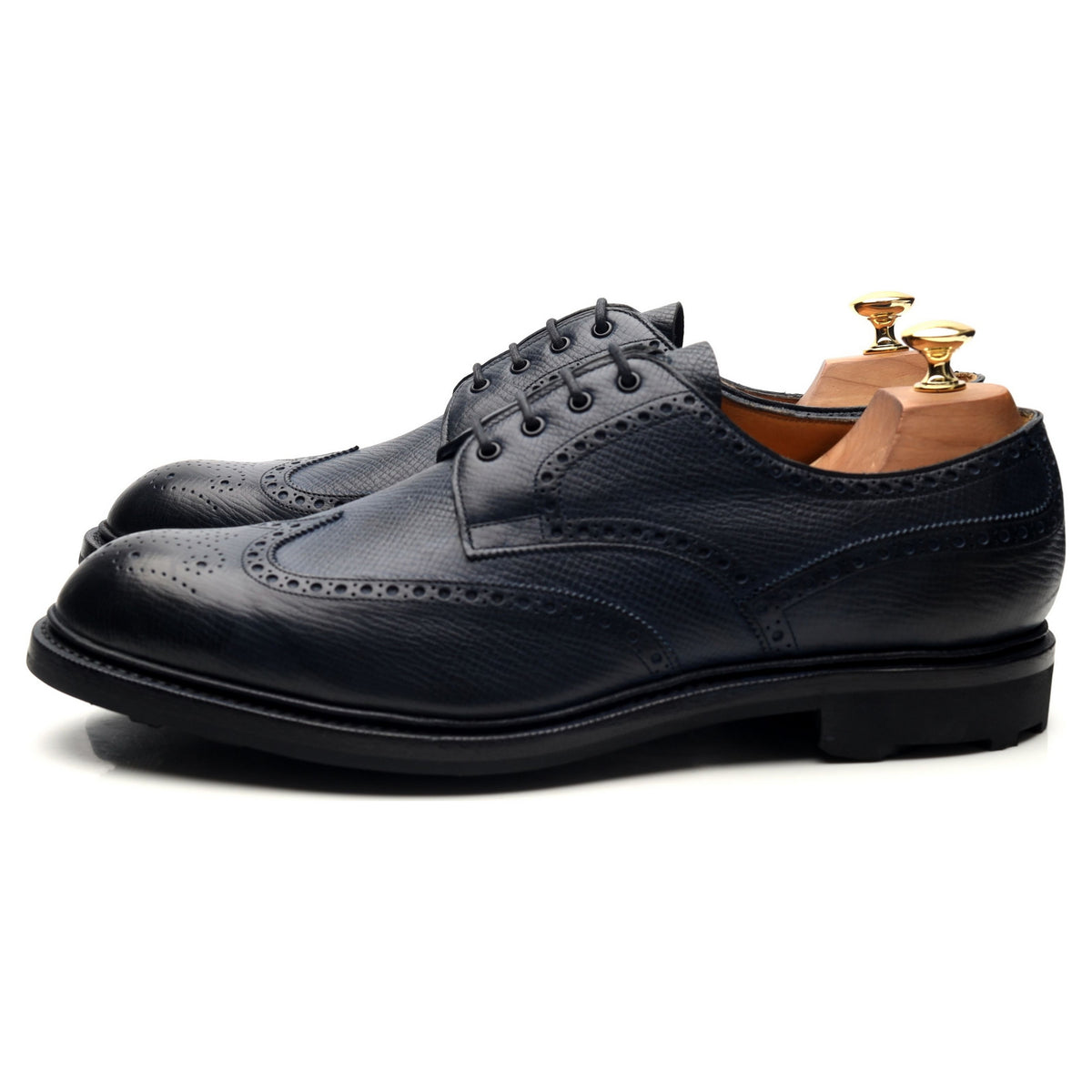 &#39;Borrowdale&#39; Navy Blue Leather Derby Brogues UK 10.5 E