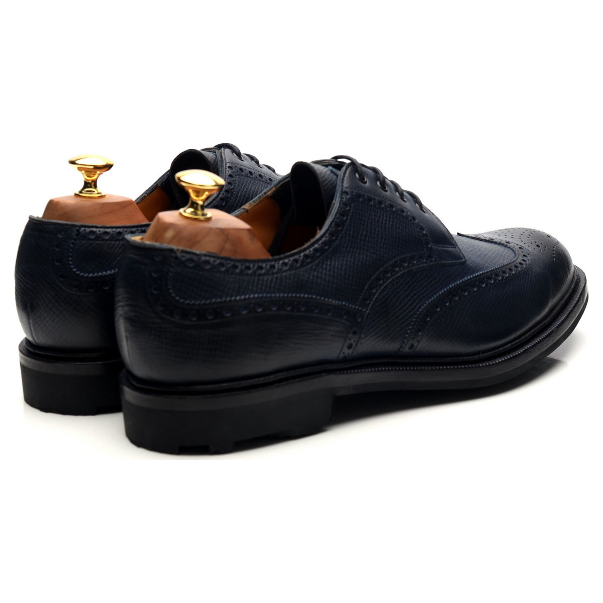 &#39;Borrowdale&#39; Navy Blue Leather Derby Brogues UK 10.5 E