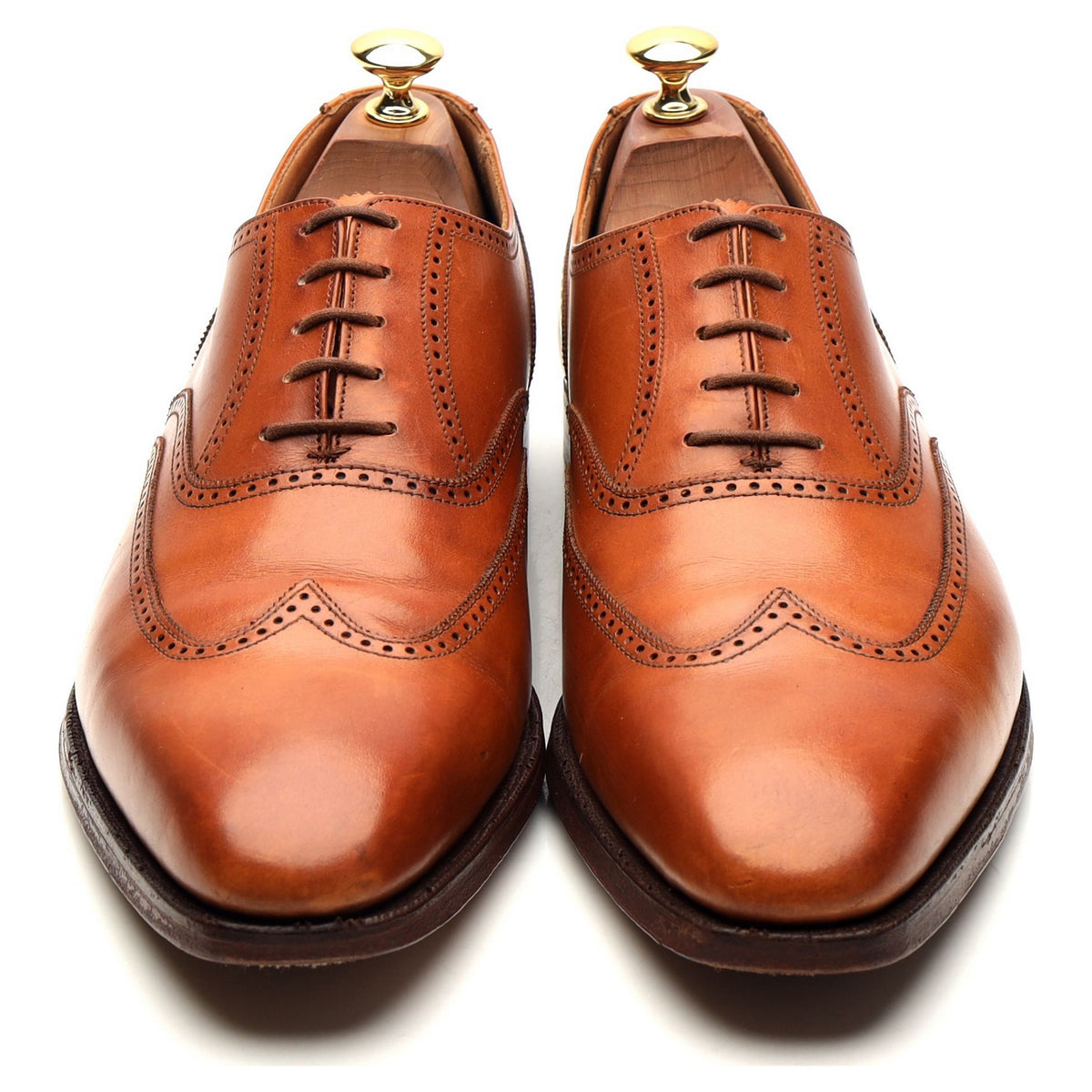 &#39;Drummond&#39; Tan Brown Leather Oxford UK 9.5 E