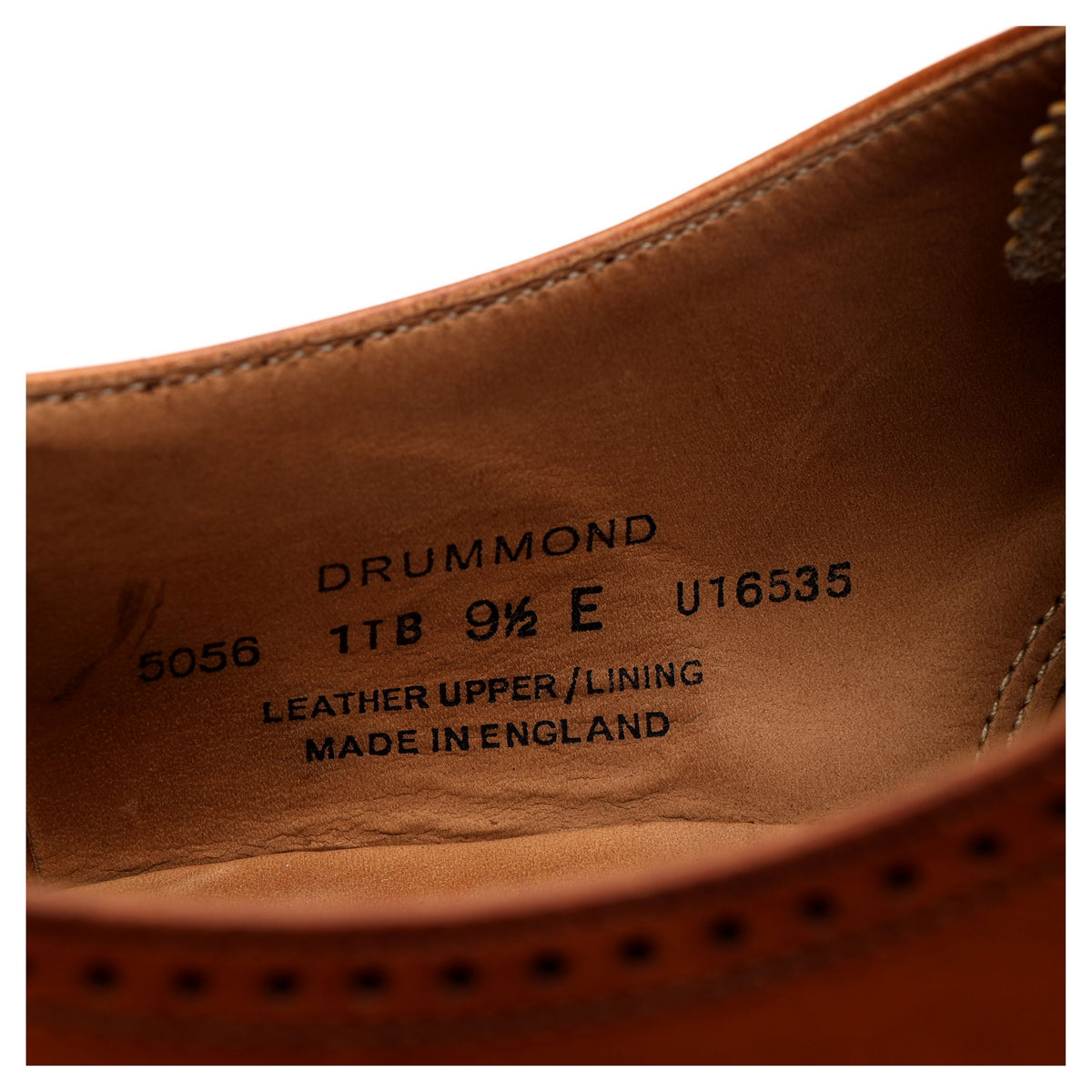 &#39;Drummond&#39; Tan Brown Leather Oxford UK 9.5 E