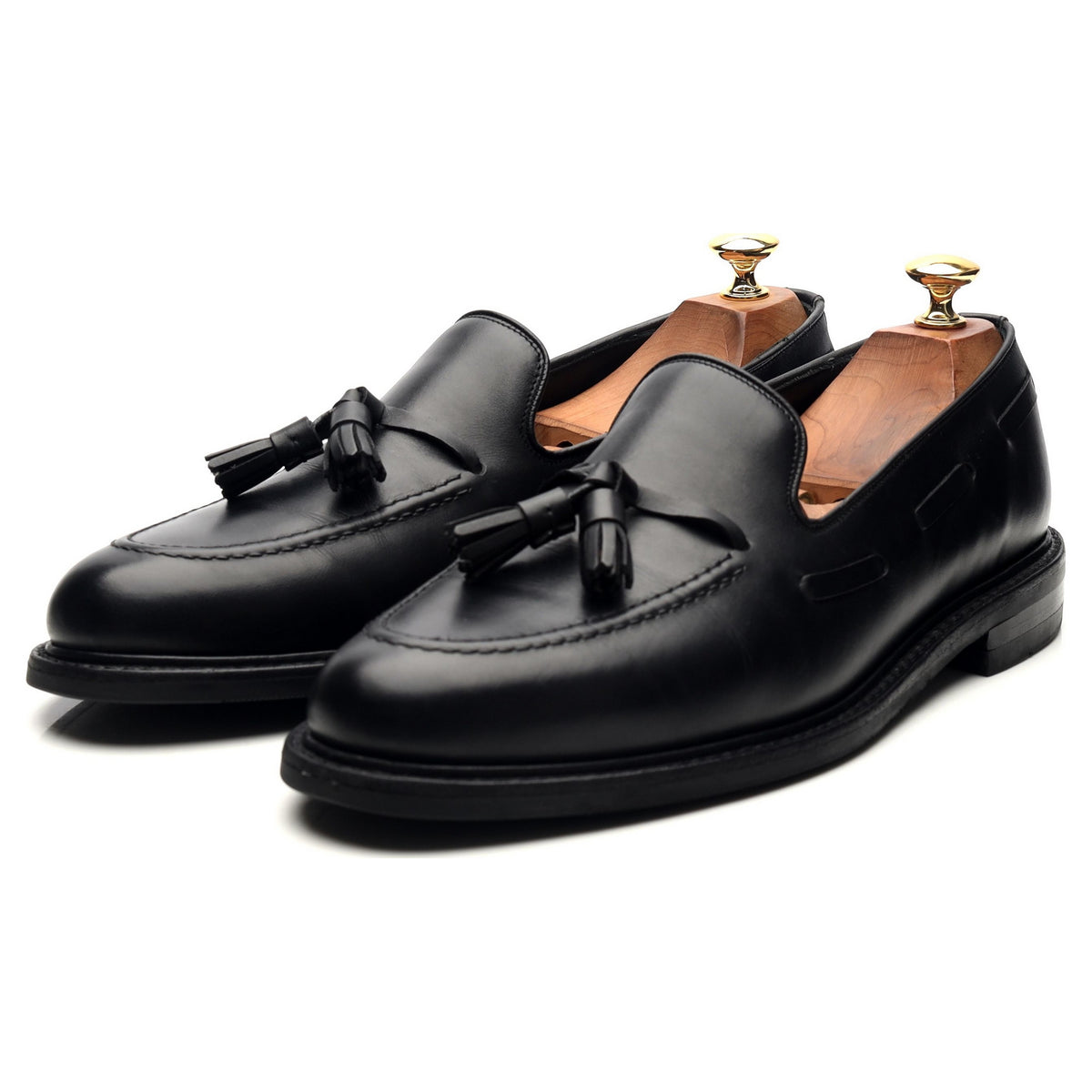 1880 &#39;Nottingham&#39; Black Leather Tassel Loafers UK 9 F