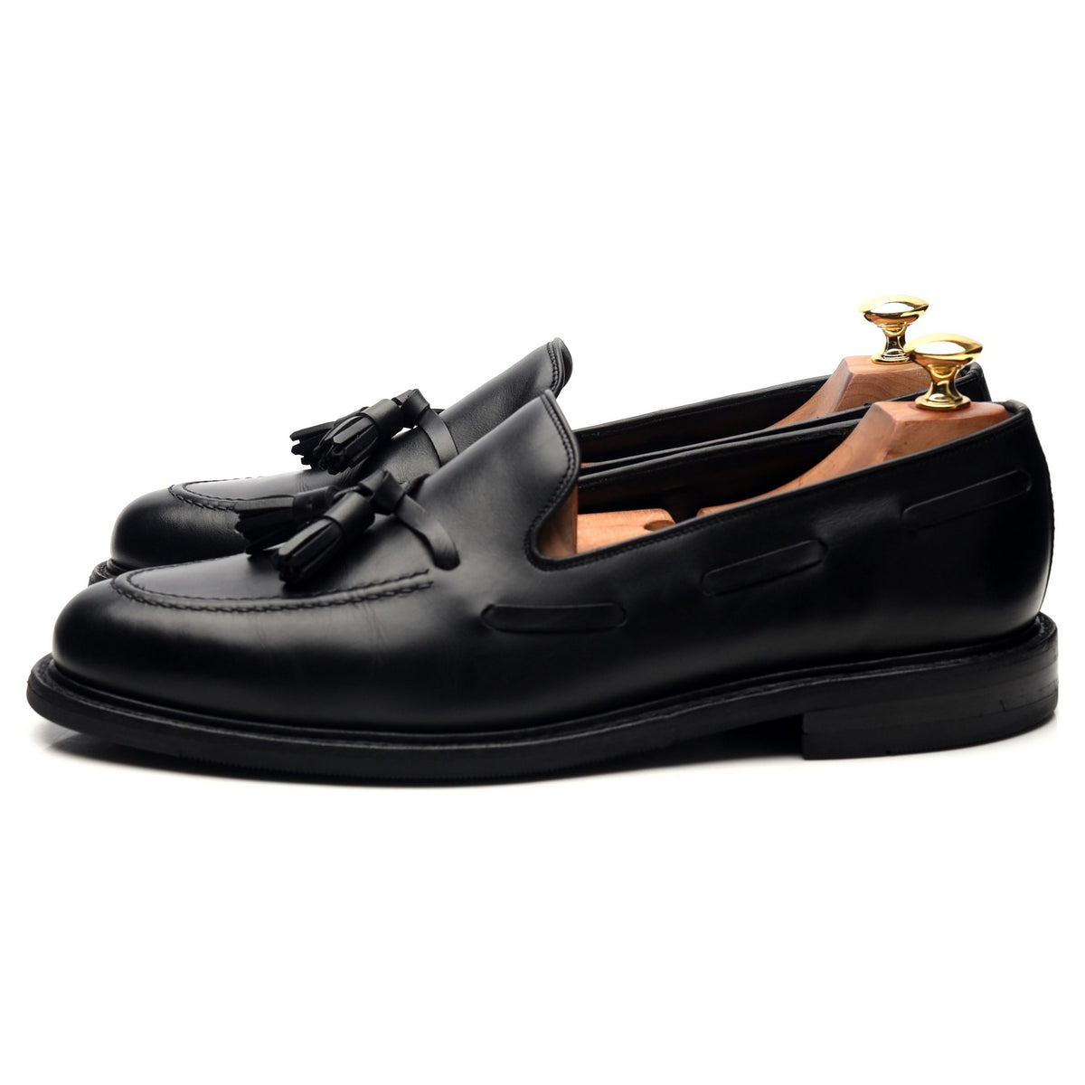 1880 &#39;Nottingham&#39; Black Leather Tassel Loafers UK 9 F