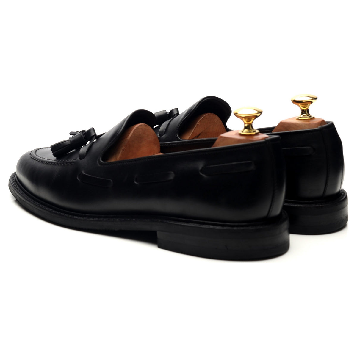 1880 &#39;Nottingham&#39; Black Leather Tassel Loafers UK 9 F