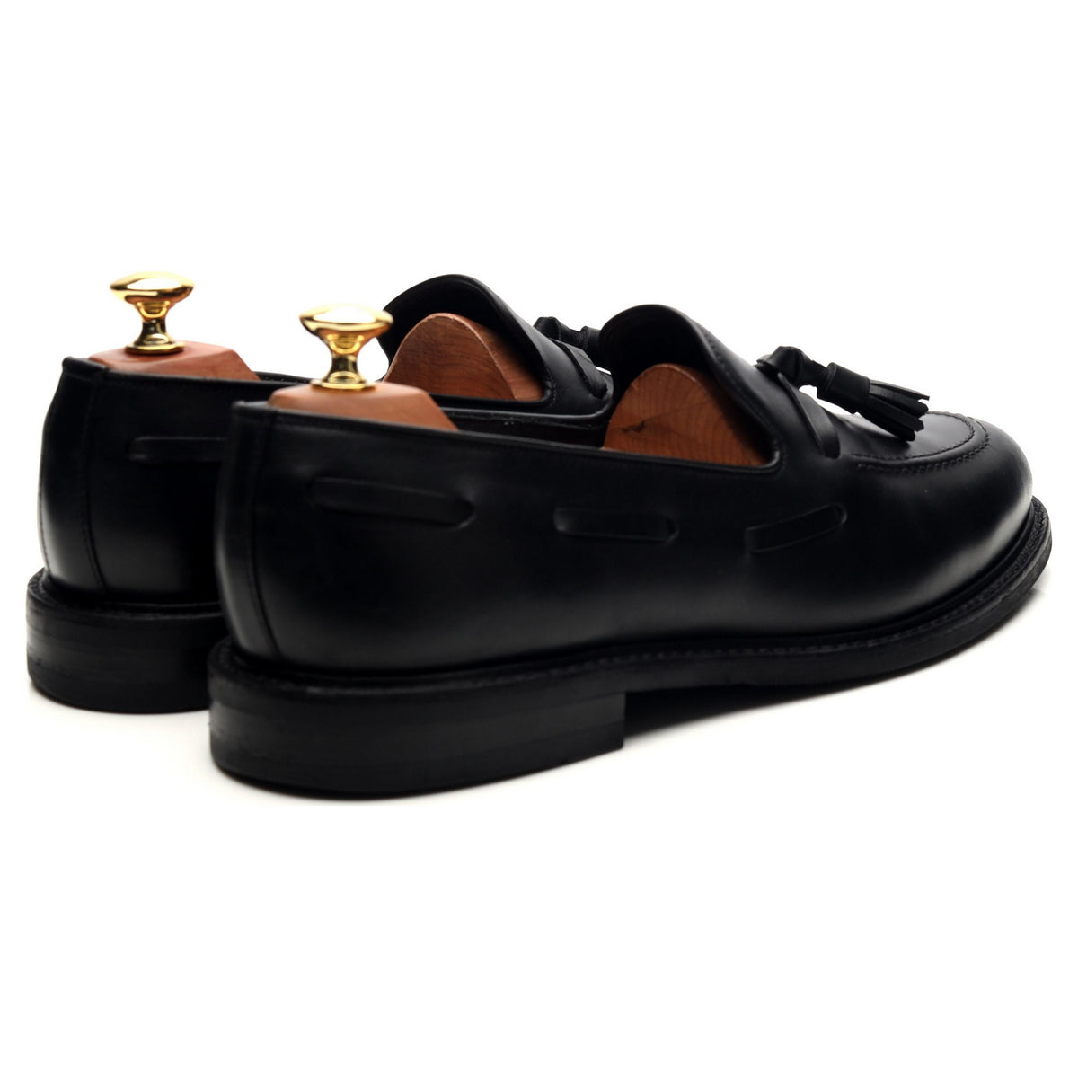 1880 &#39;Nottingham&#39; Black Leather Tassel Loafers UK 9 F