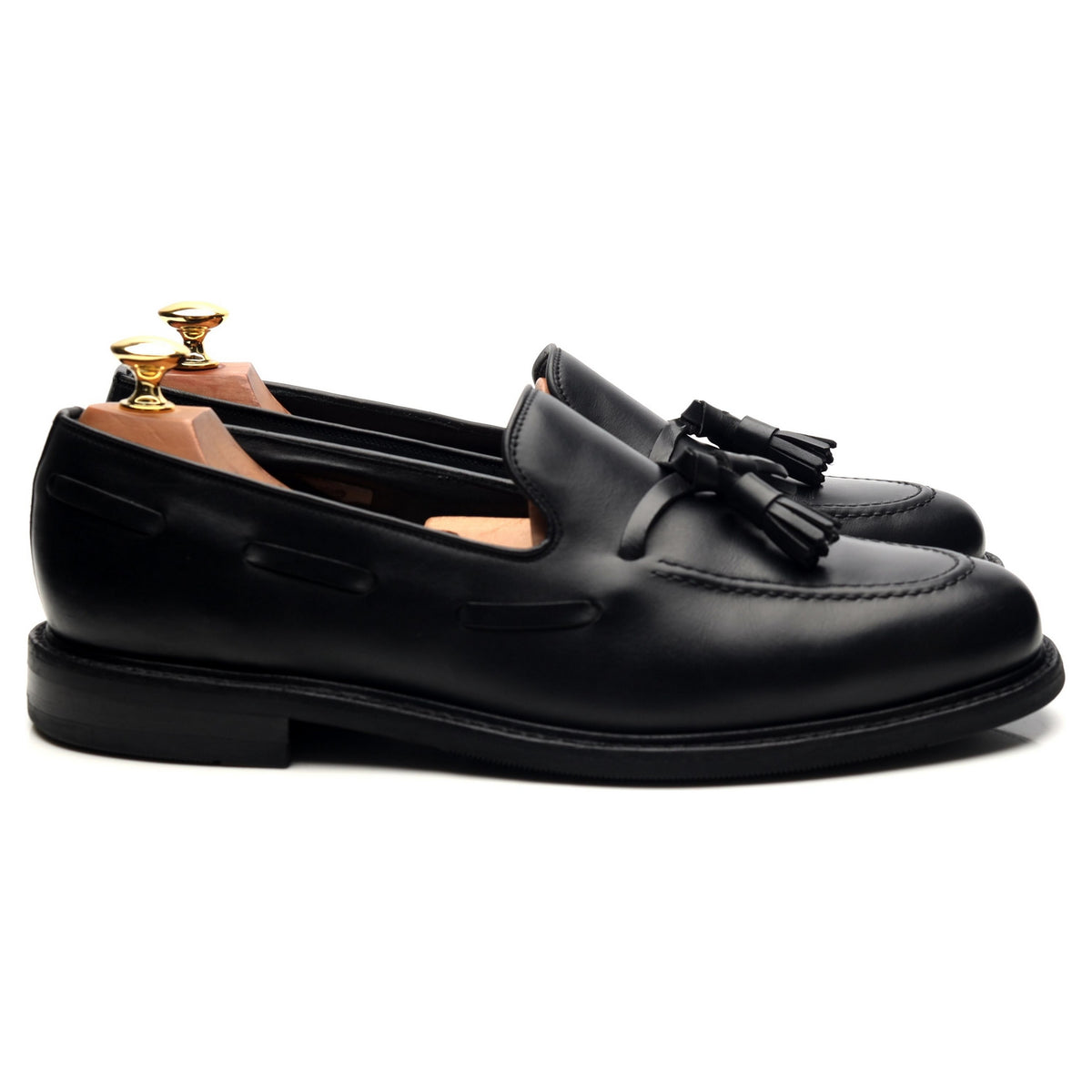 1880 &#39;Nottingham&#39; Black Leather Tassel Loafers UK 9 F