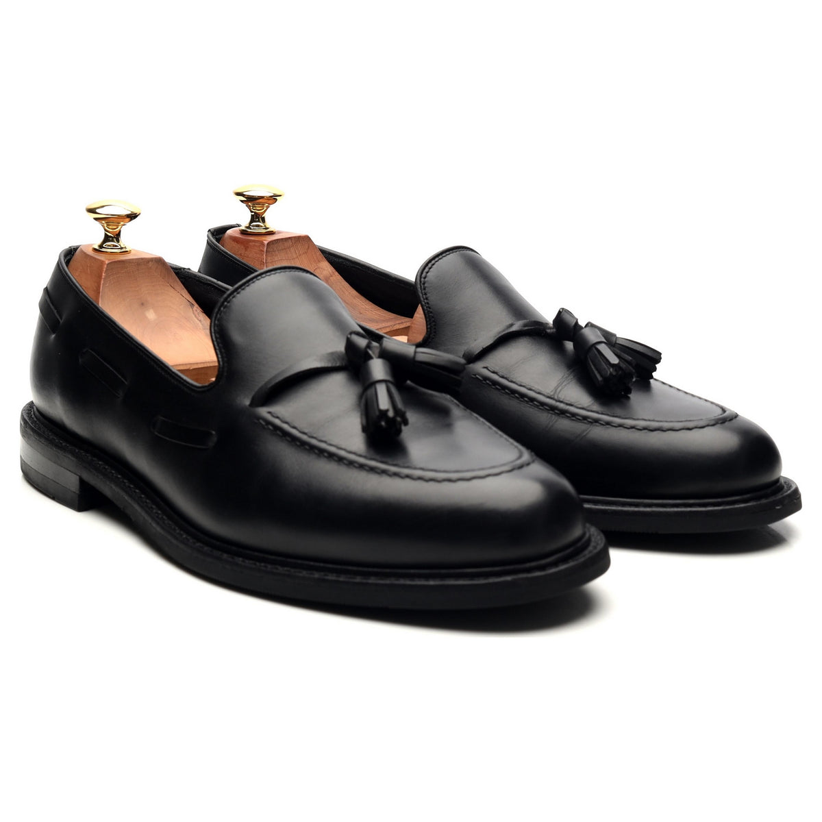 1880 &#39;Nottingham&#39; Black Leather Tassel Loafers UK 9 F