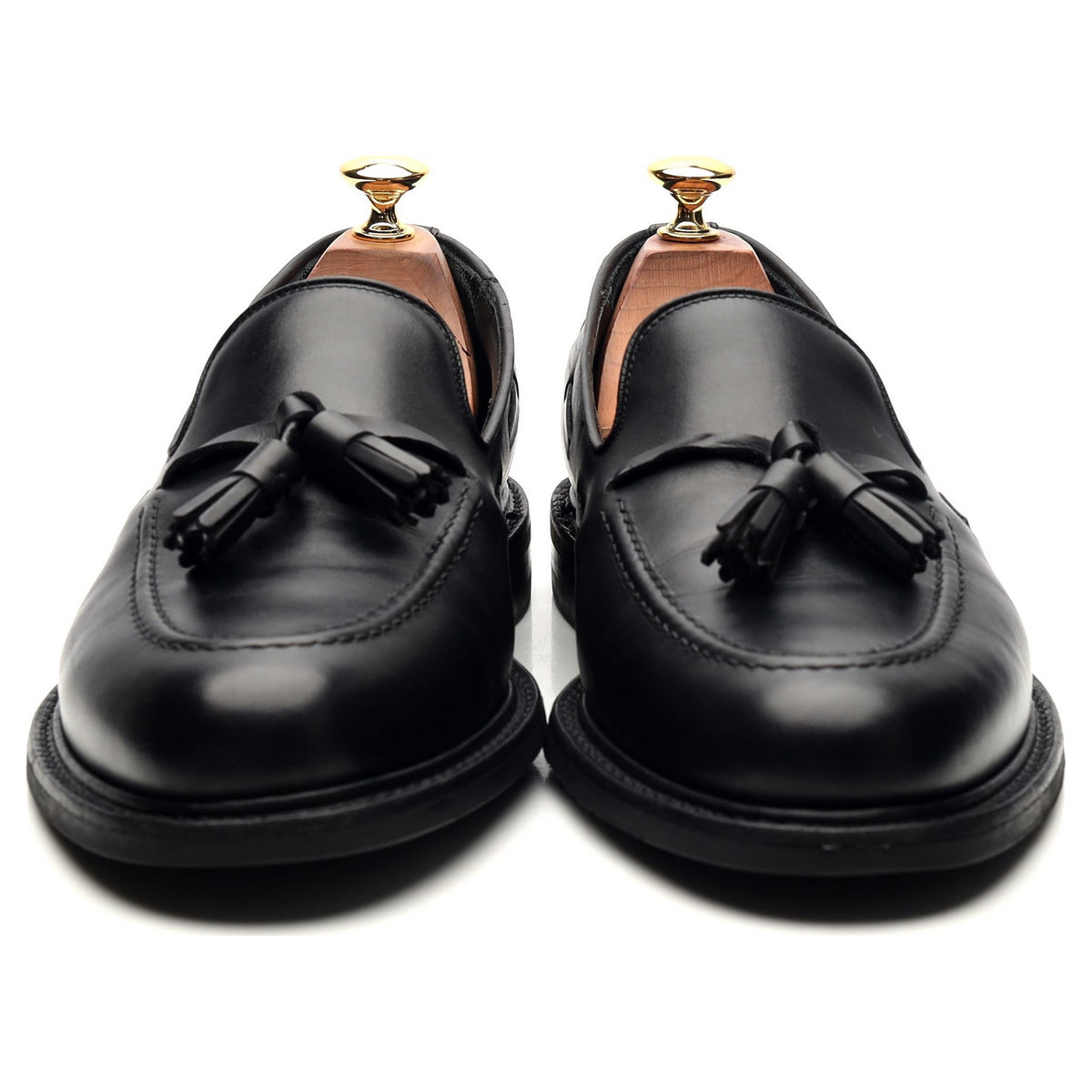 1880 &#39;Nottingham&#39; Black Leather Tassel Loafers UK 9 F