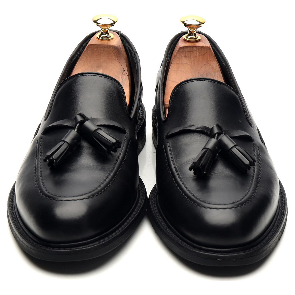 1880 &#39;Nottingham&#39; Black Leather Tassel Loafers UK 9 F