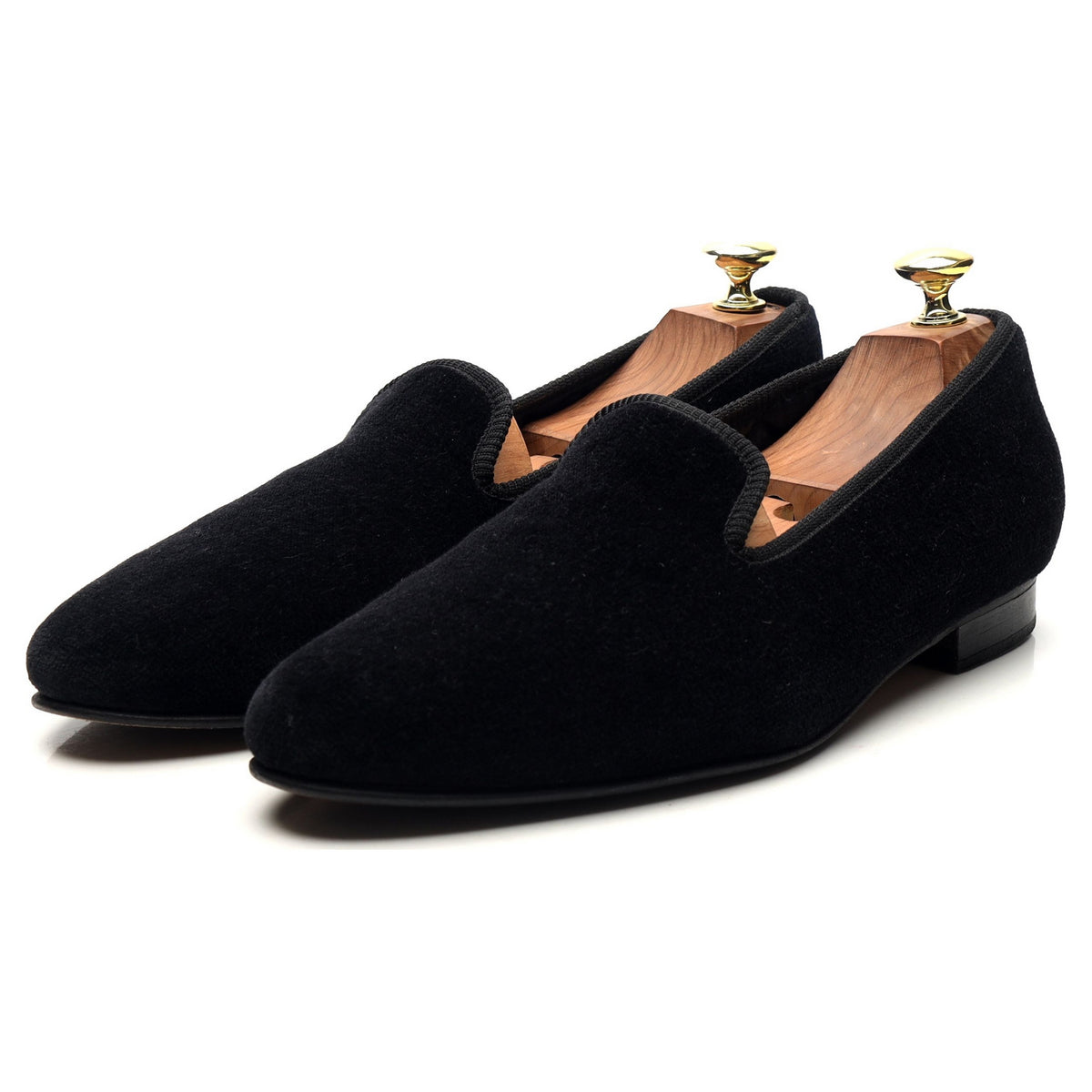 &#39;Albert&#39; Black Velvet Slippers UK 9