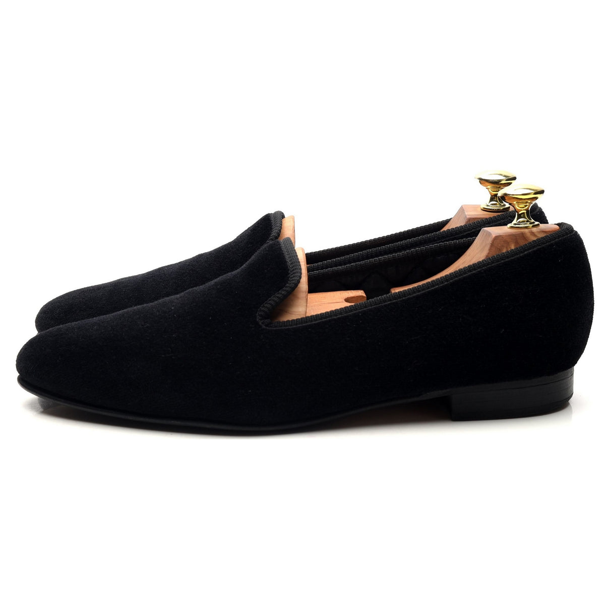 &#39;Albert&#39; Black Velvet Slippers UK 9