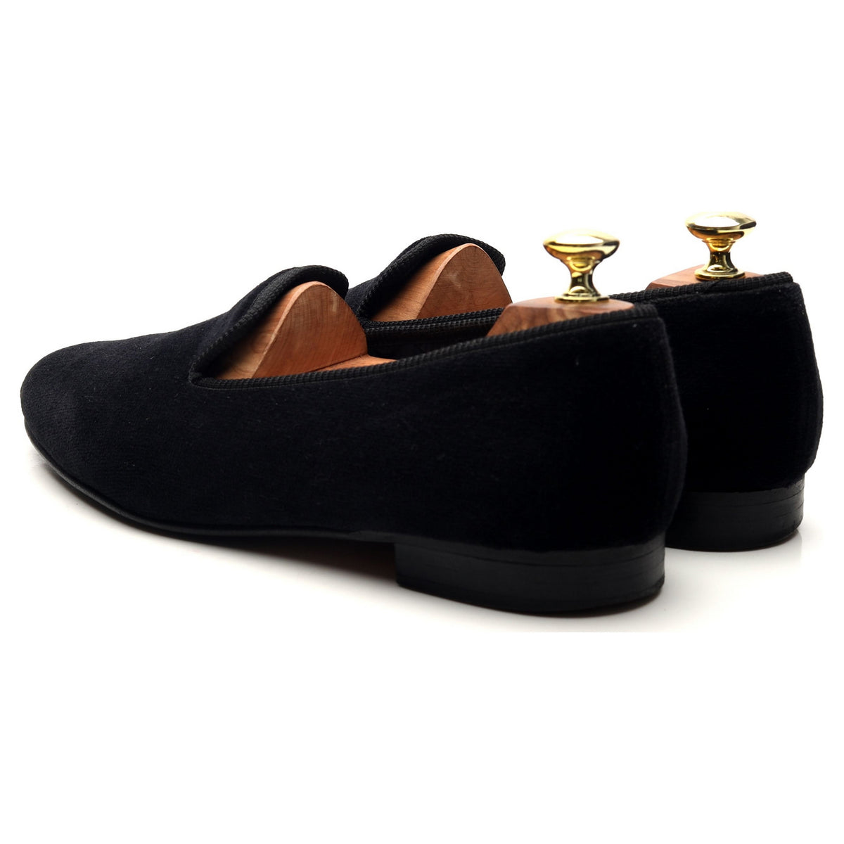 &#39;Albert&#39; Black Velvet Slippers UK 9