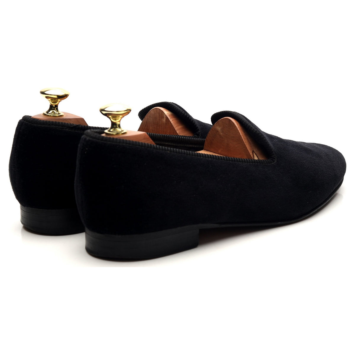 &#39;Albert&#39; Black Velvet Slippers UK 9