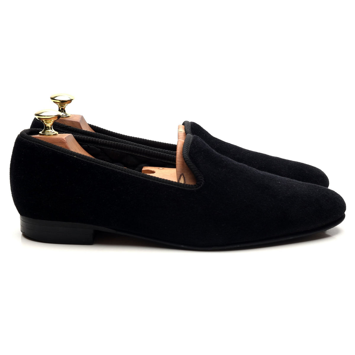 &#39;Albert&#39; Black Velvet Slippers UK 9