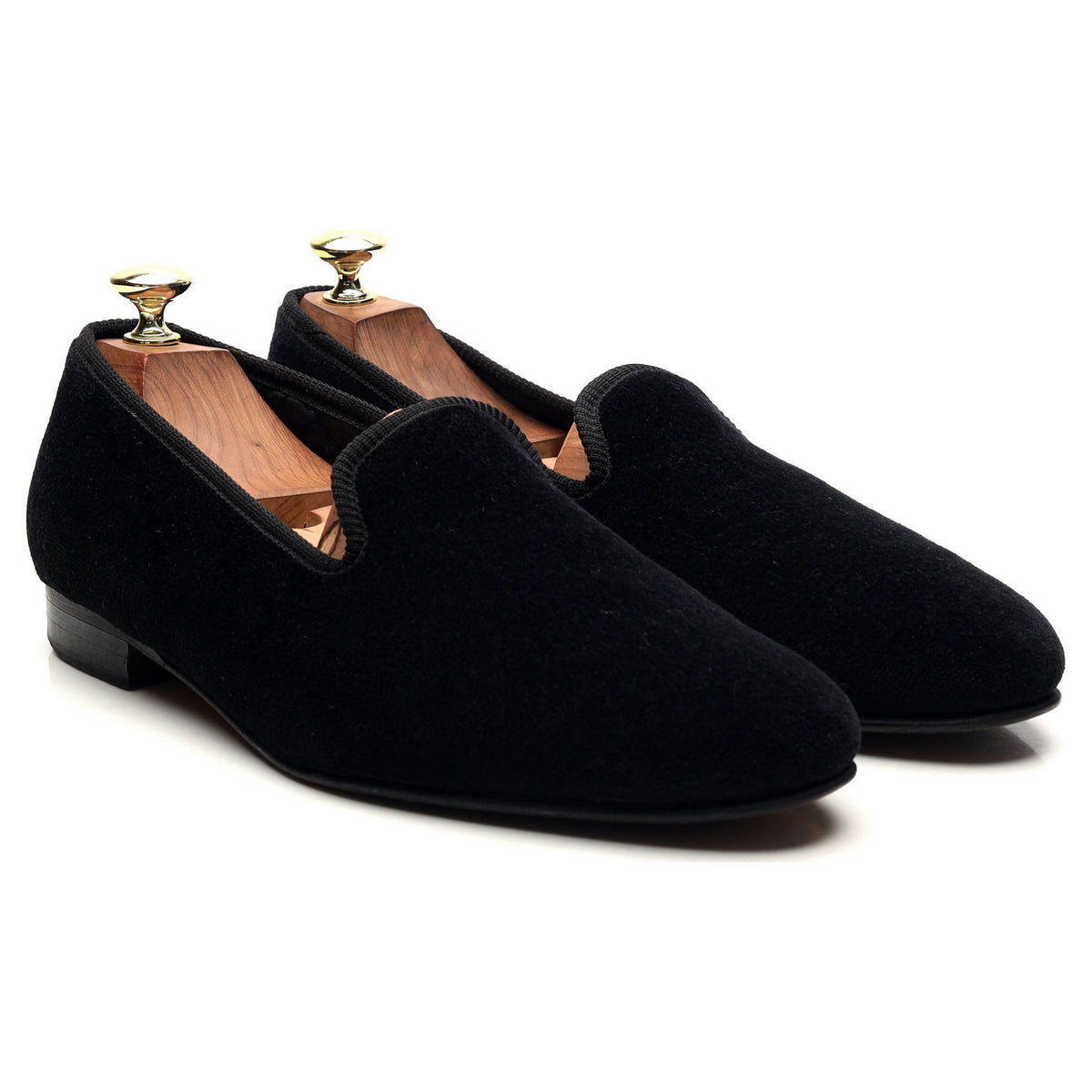 &#39;Albert&#39; Black Velvet Slippers UK 9