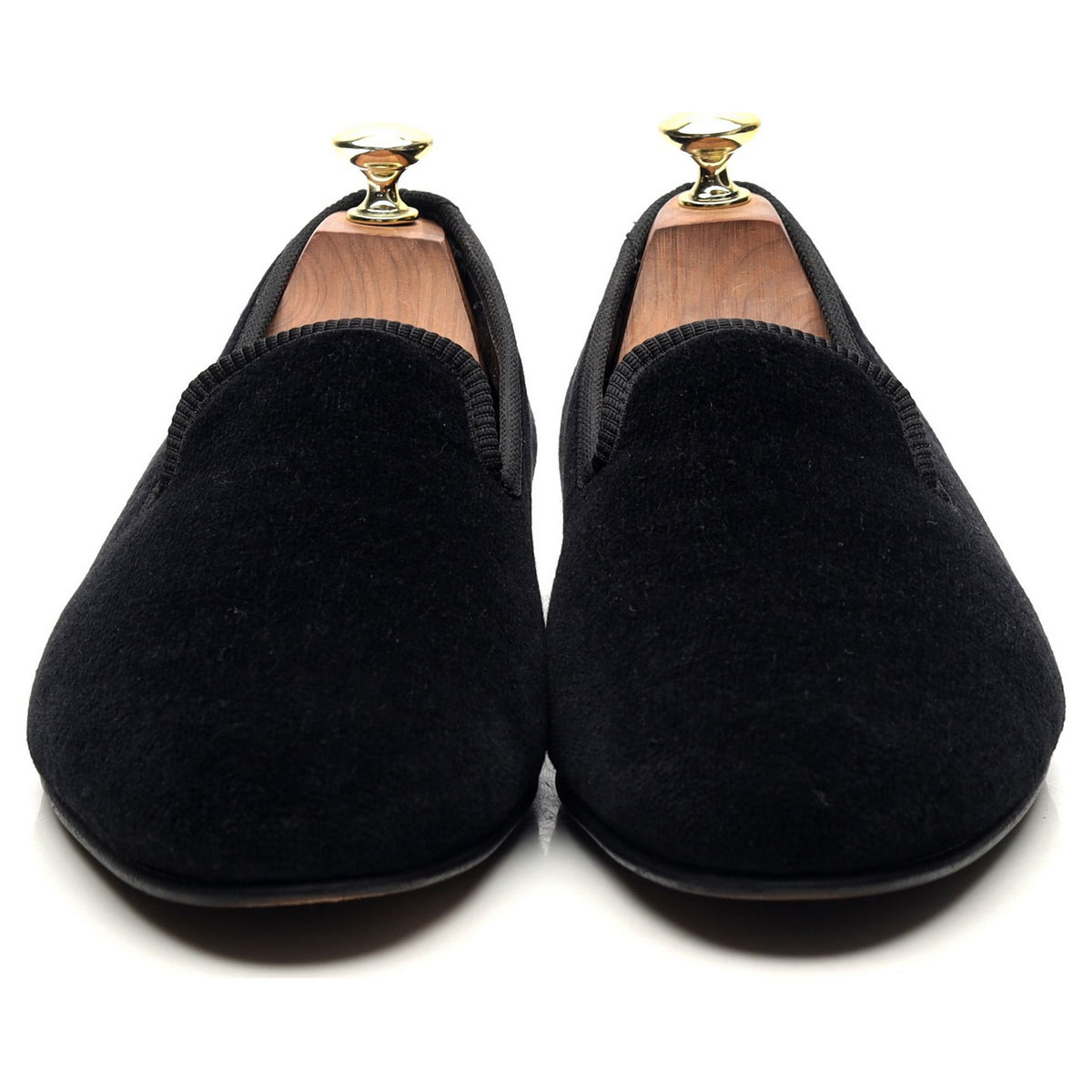 &#39;Albert&#39; Black Velvet Slippers UK 9