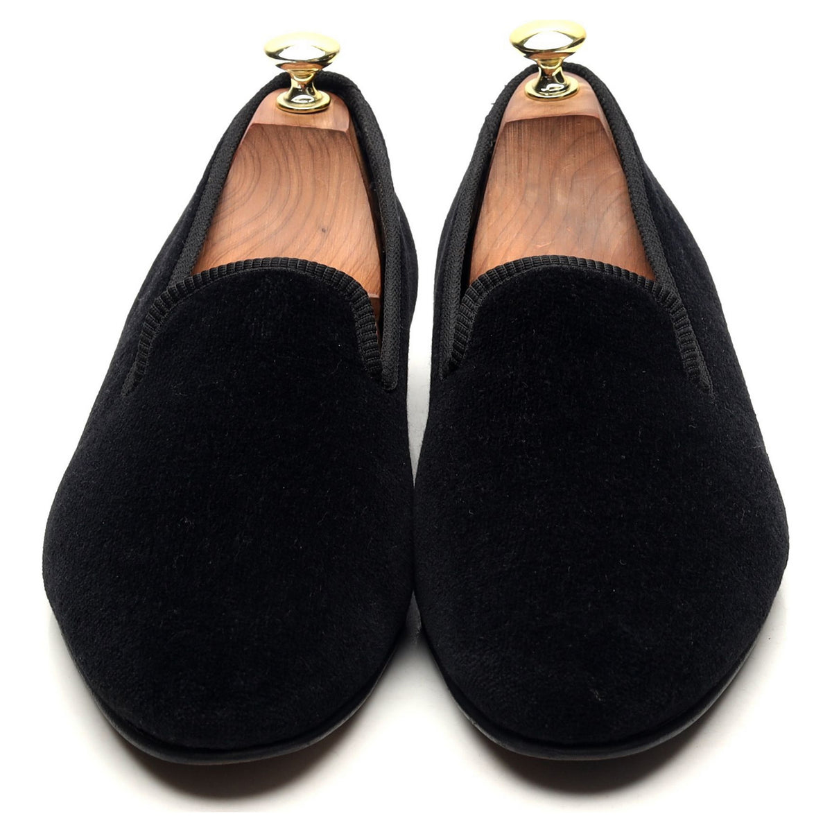 &#39;Albert&#39; Black Velvet Slippers UK 9