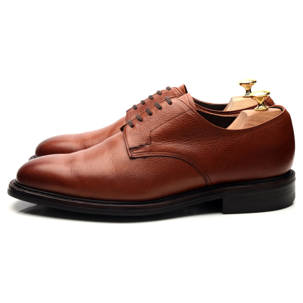 &#39;Epsom&#39; Tan Brown Leather Derby UK 10.5 G