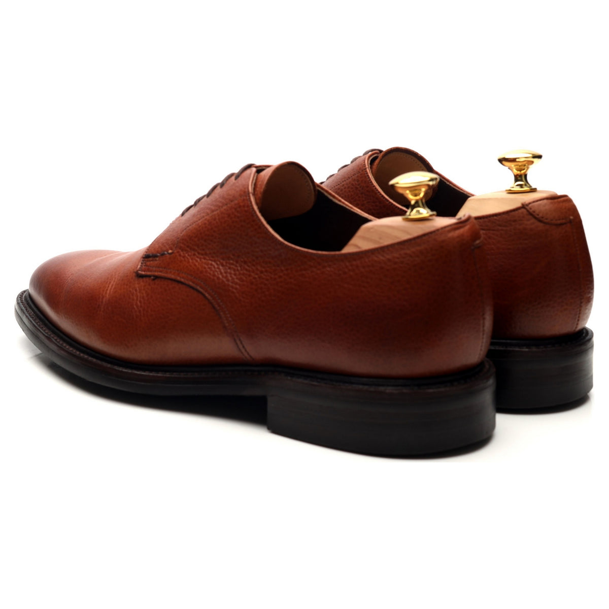 &#39;Epsom&#39; Tan Brown Leather Derby UK 10.5 G