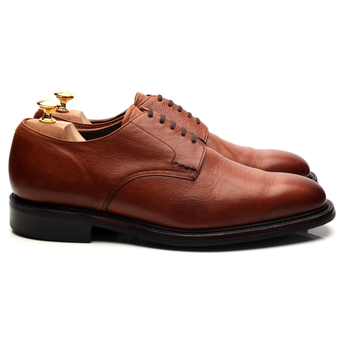 &#39;Epsom&#39; Tan Brown Leather Derby UK 10.5 G