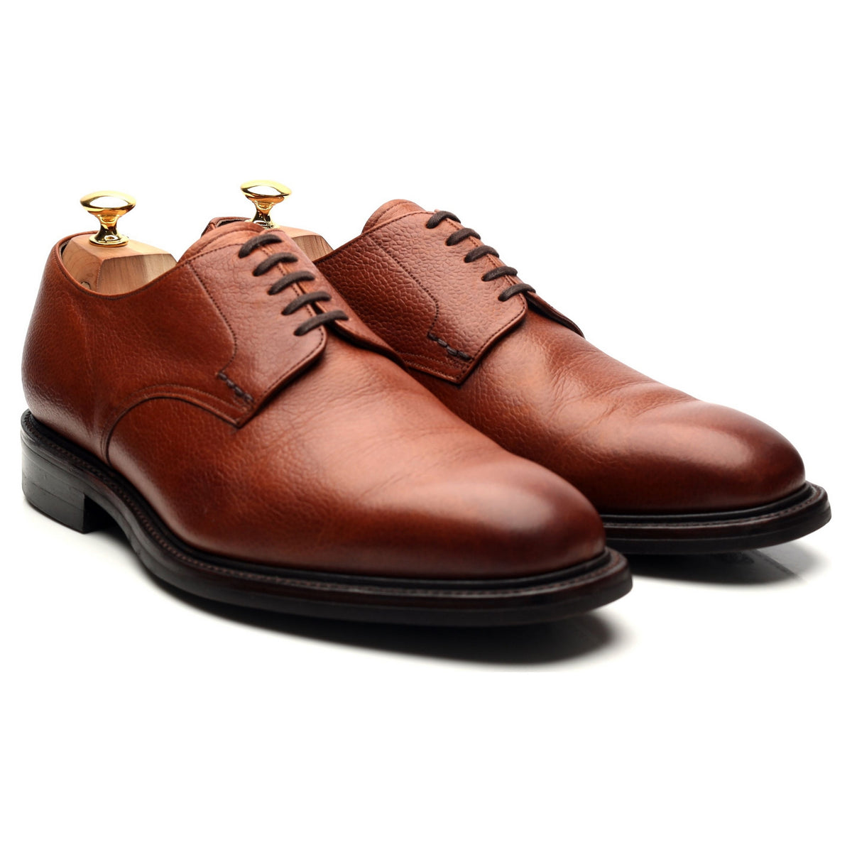 &#39;Epsom&#39; Tan Brown Leather Derby UK 10.5 G