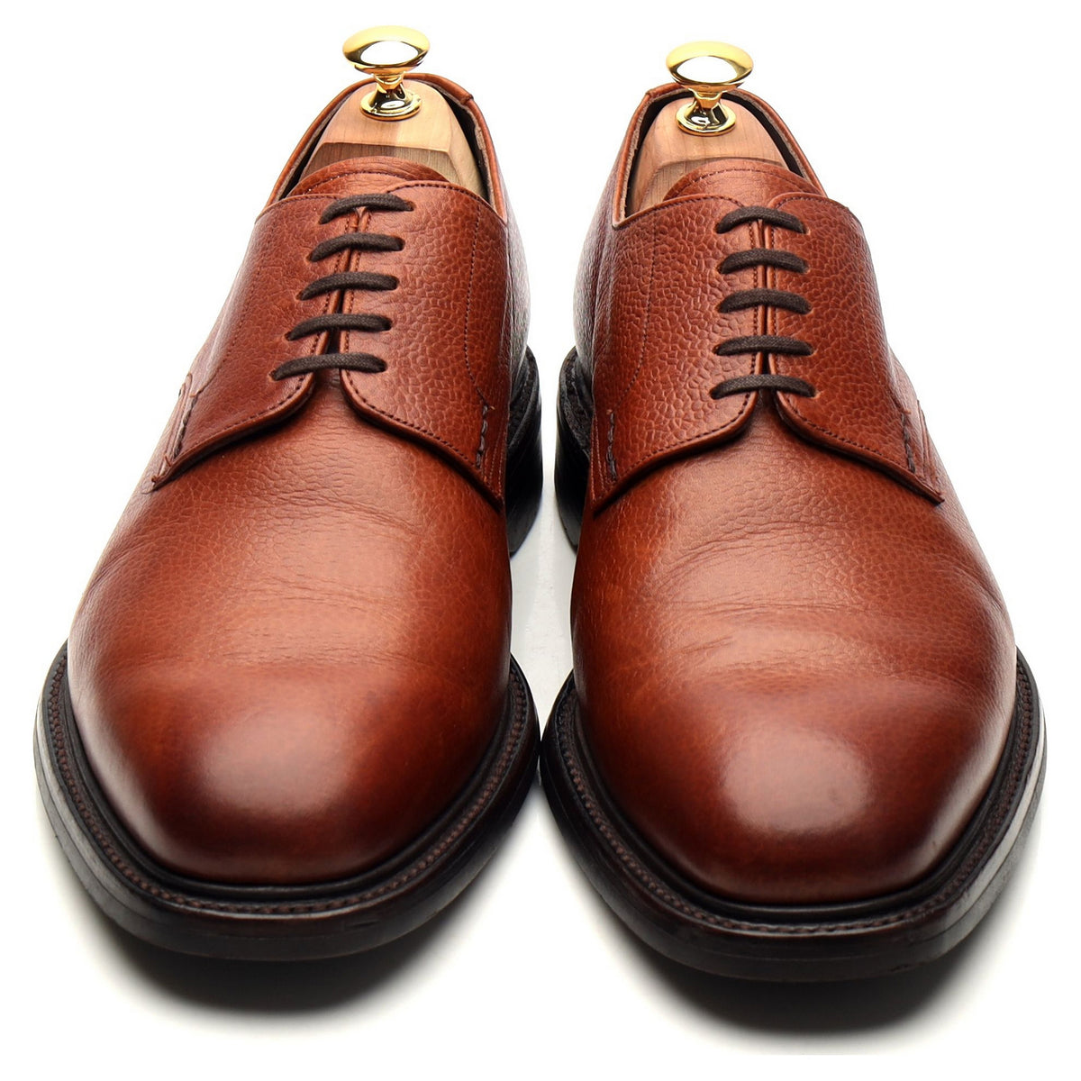 &#39;Epsom&#39; Tan Brown Leather Derby UK 10.5 G