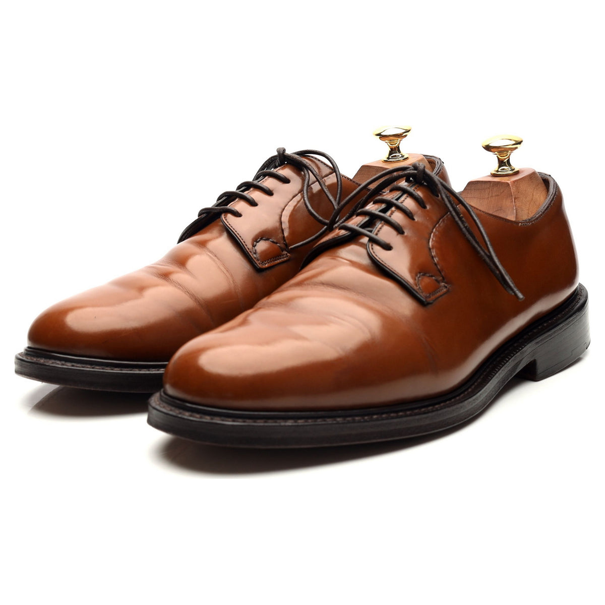 &#39;Shannon&#39; Tan Brown Leather Derby UK 8 G